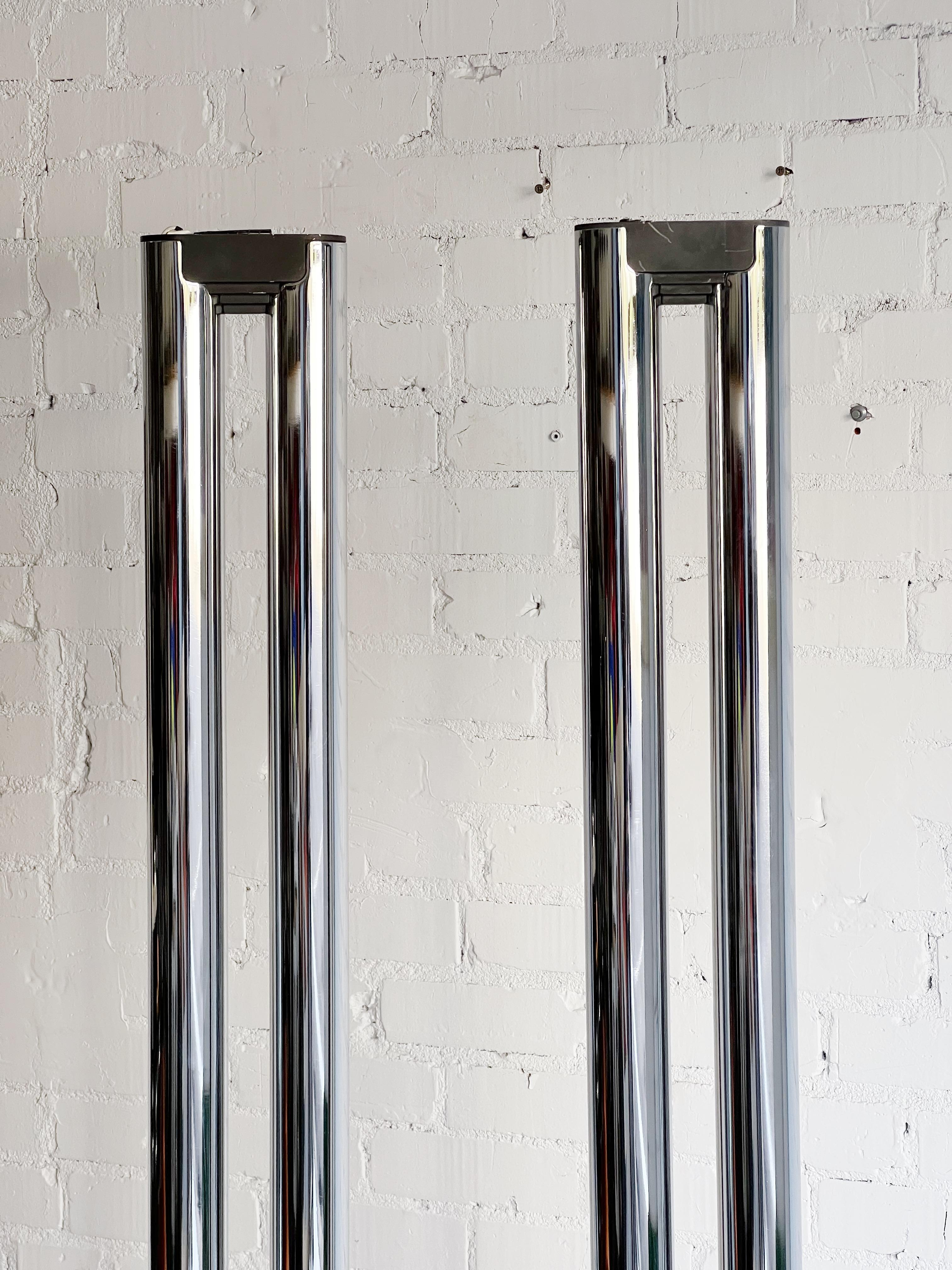 Vintage Chrome Double Tube Torchieres For Sale 1