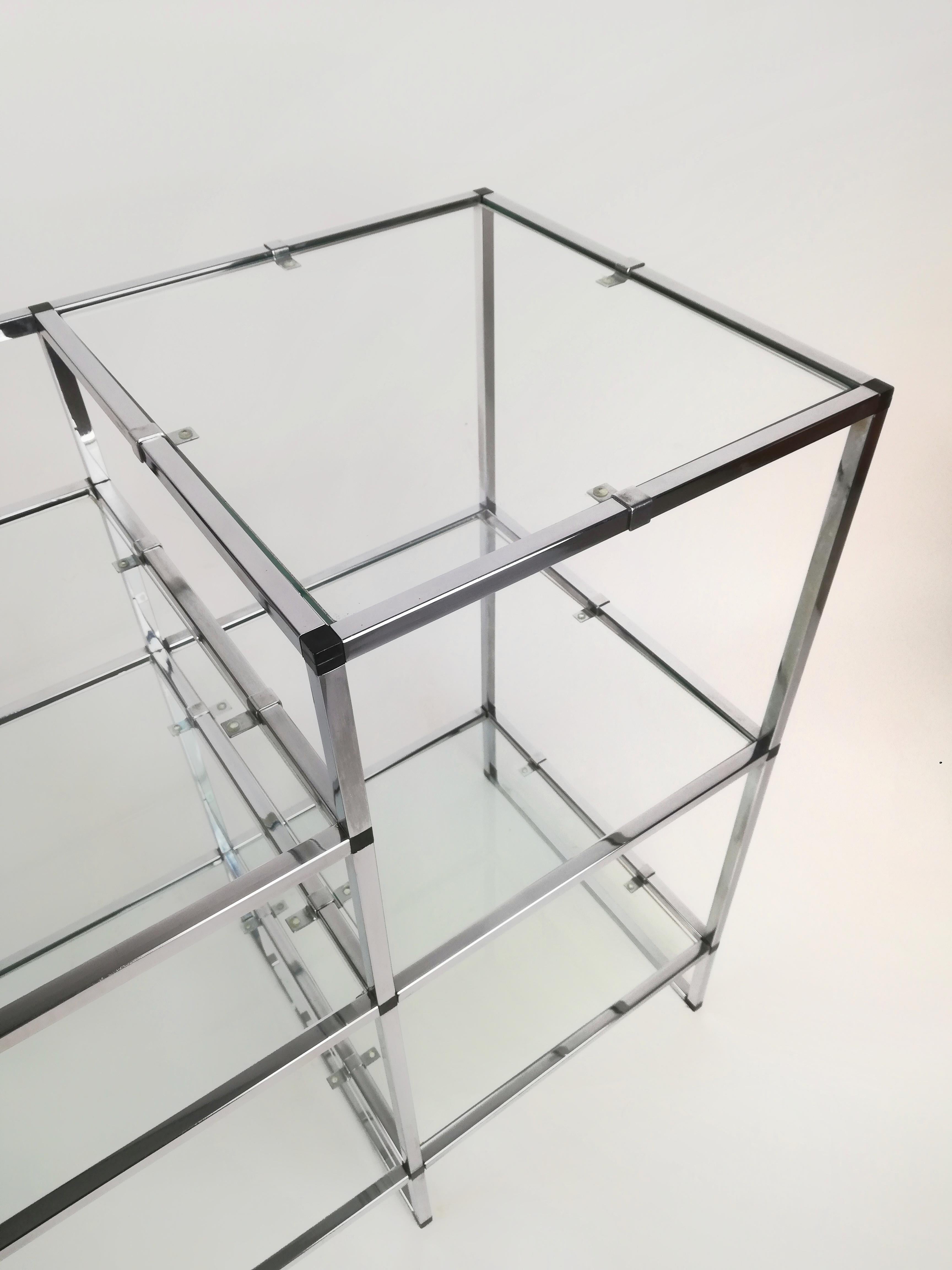 Vintage Chrome étagère, Record Player Stand and vinyl storage, Italy 1970s  For Sale at 1stDibs