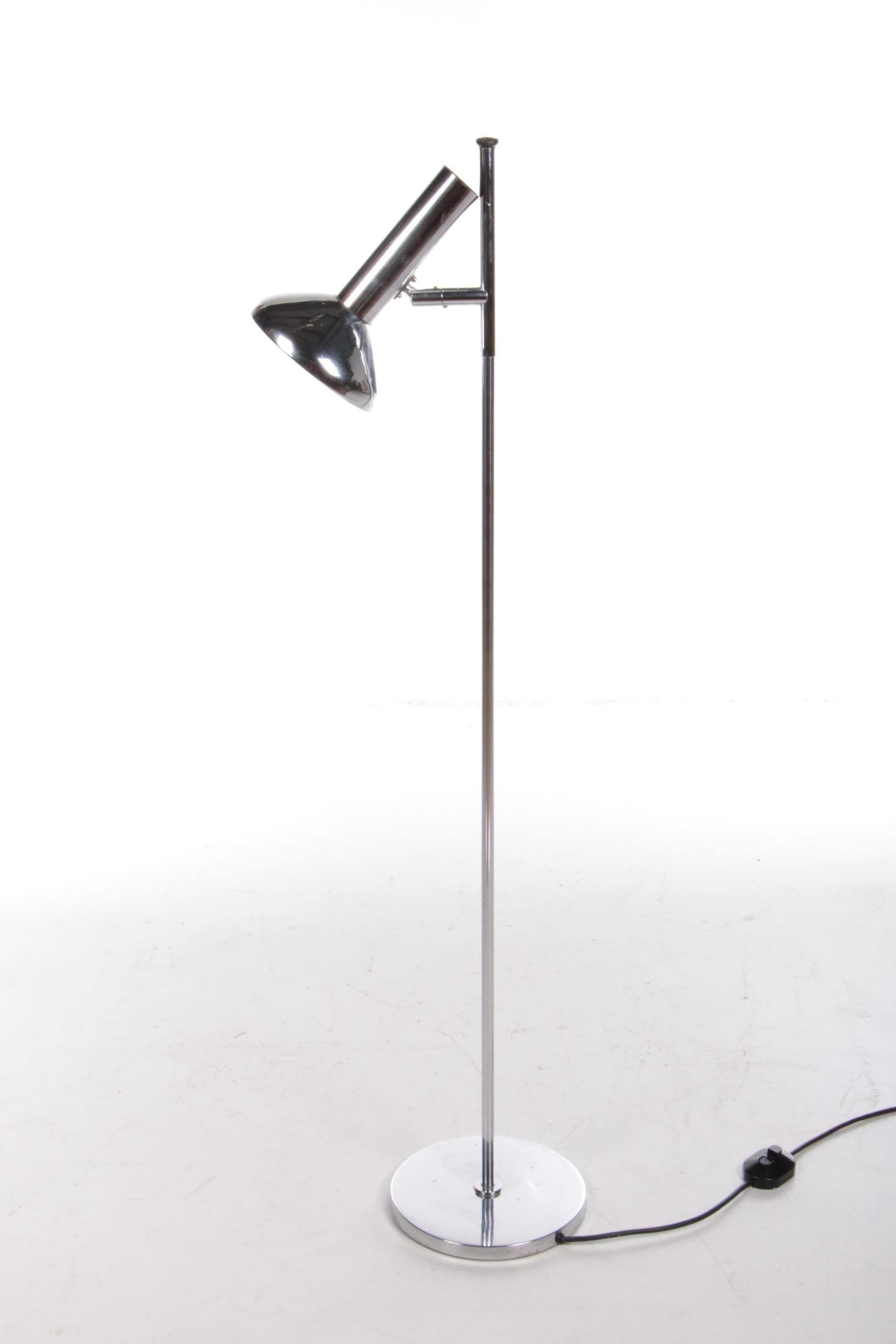 Metal Vintage Chrome Floor Lamp with Adjustable Spot, 1960s German