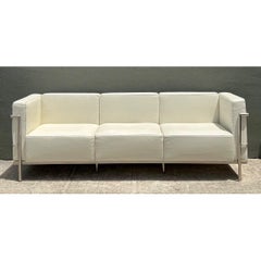 Vintage Chrome Frame Sofa After Le Corbusier