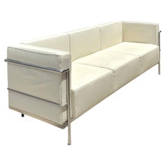 Vintage Chrome Frame Sofa After Le Corbusier