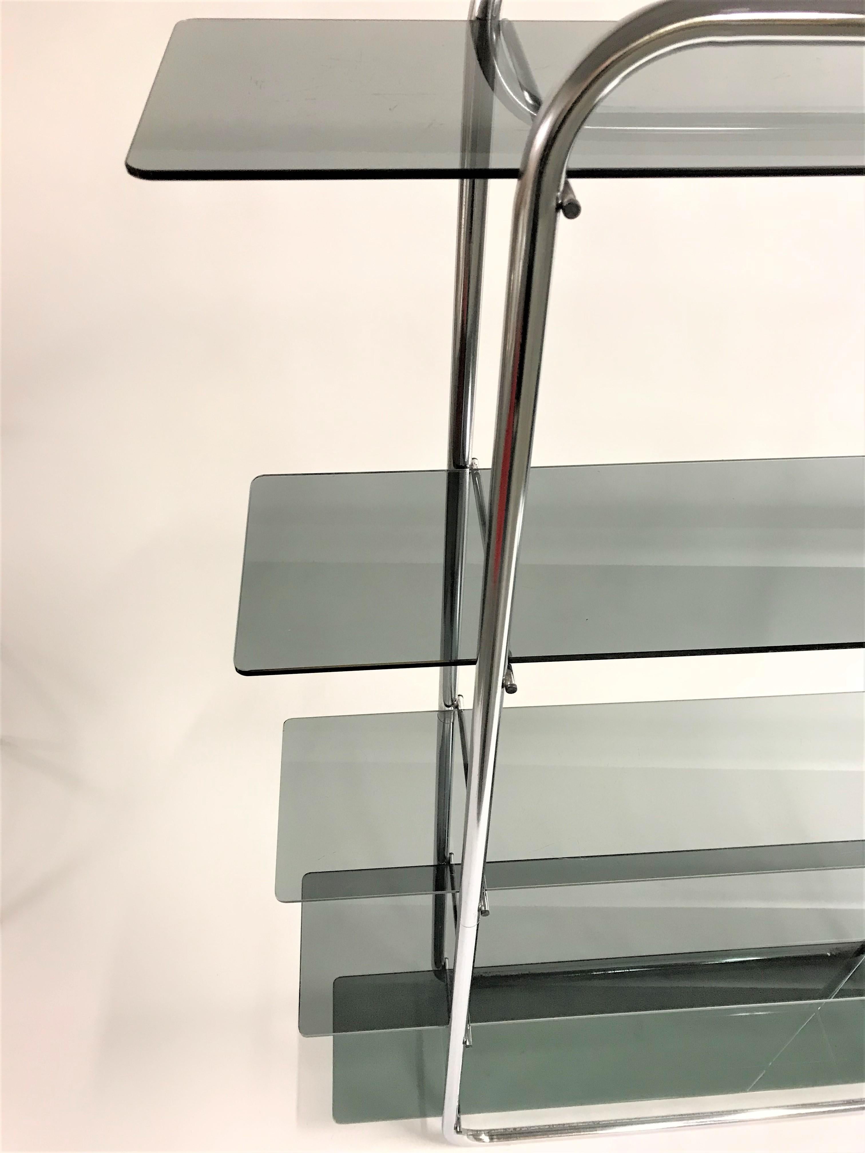 Bauhaus Vintage Chrome Free Standing Wall Unit, 1970s