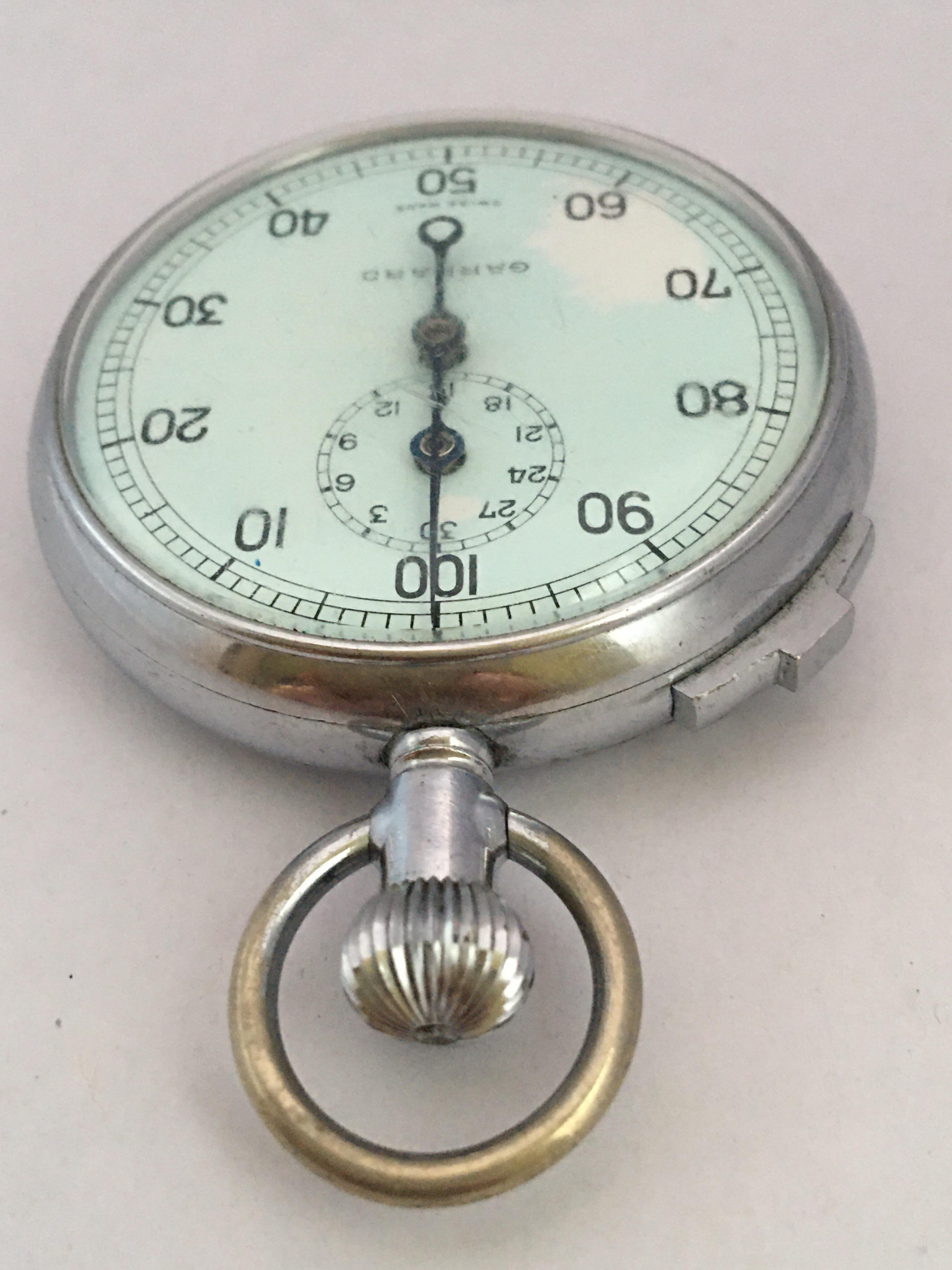 Vintage Chrome Garrard Schweizer mechanische Stoppuhr im Zustand „Gut“ in Carlisle, GB