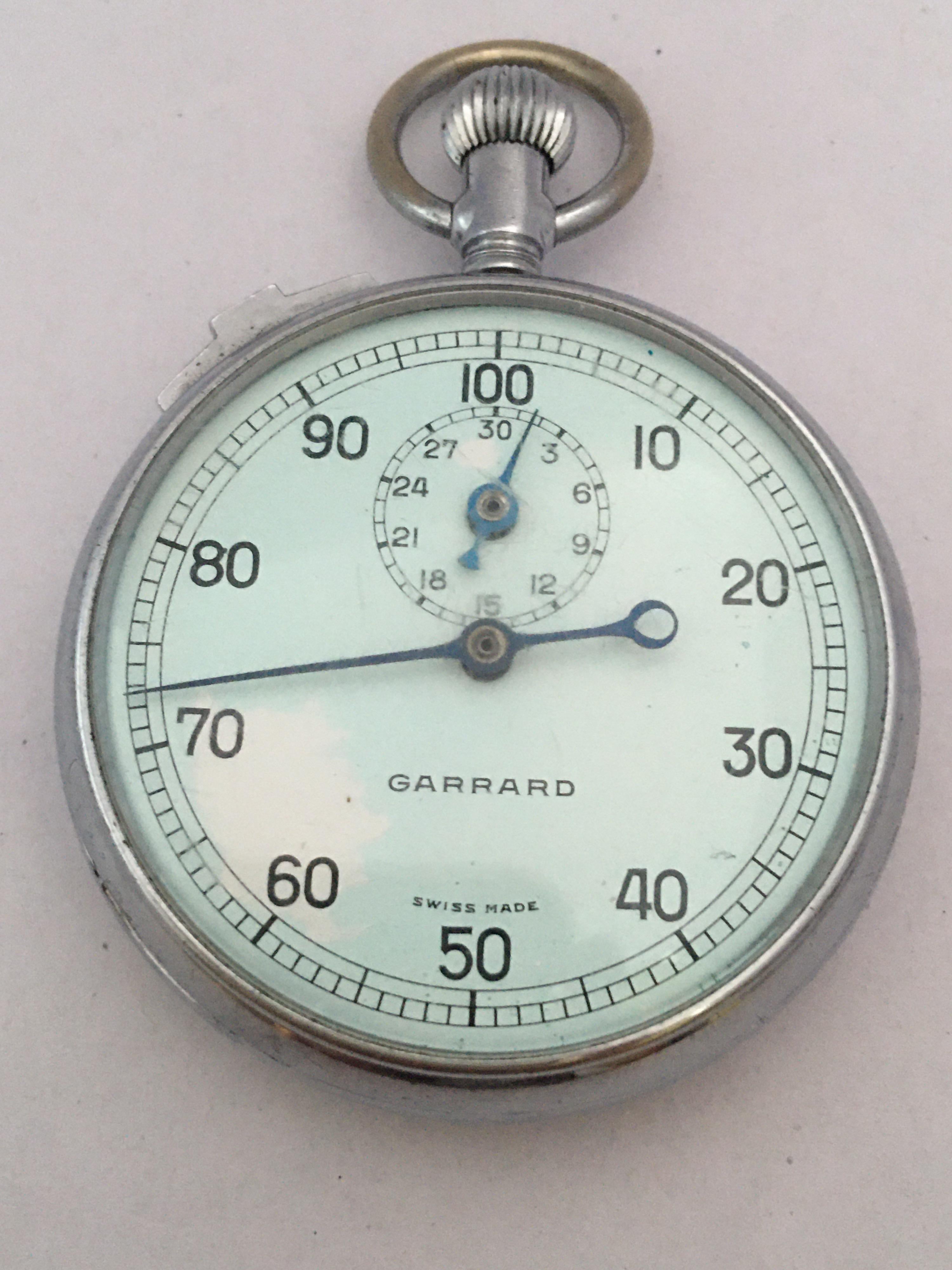 Vintage Chrome Garrard Schweizer mechanische Stoppuhr für Damen oder Herren