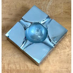 Vintage Chrome Geometric Ashtray