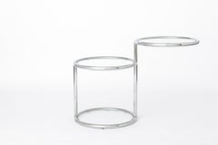 Vintage Chrome & Glass Side Table, Germany 1970s, Mid Century Modern Round End T