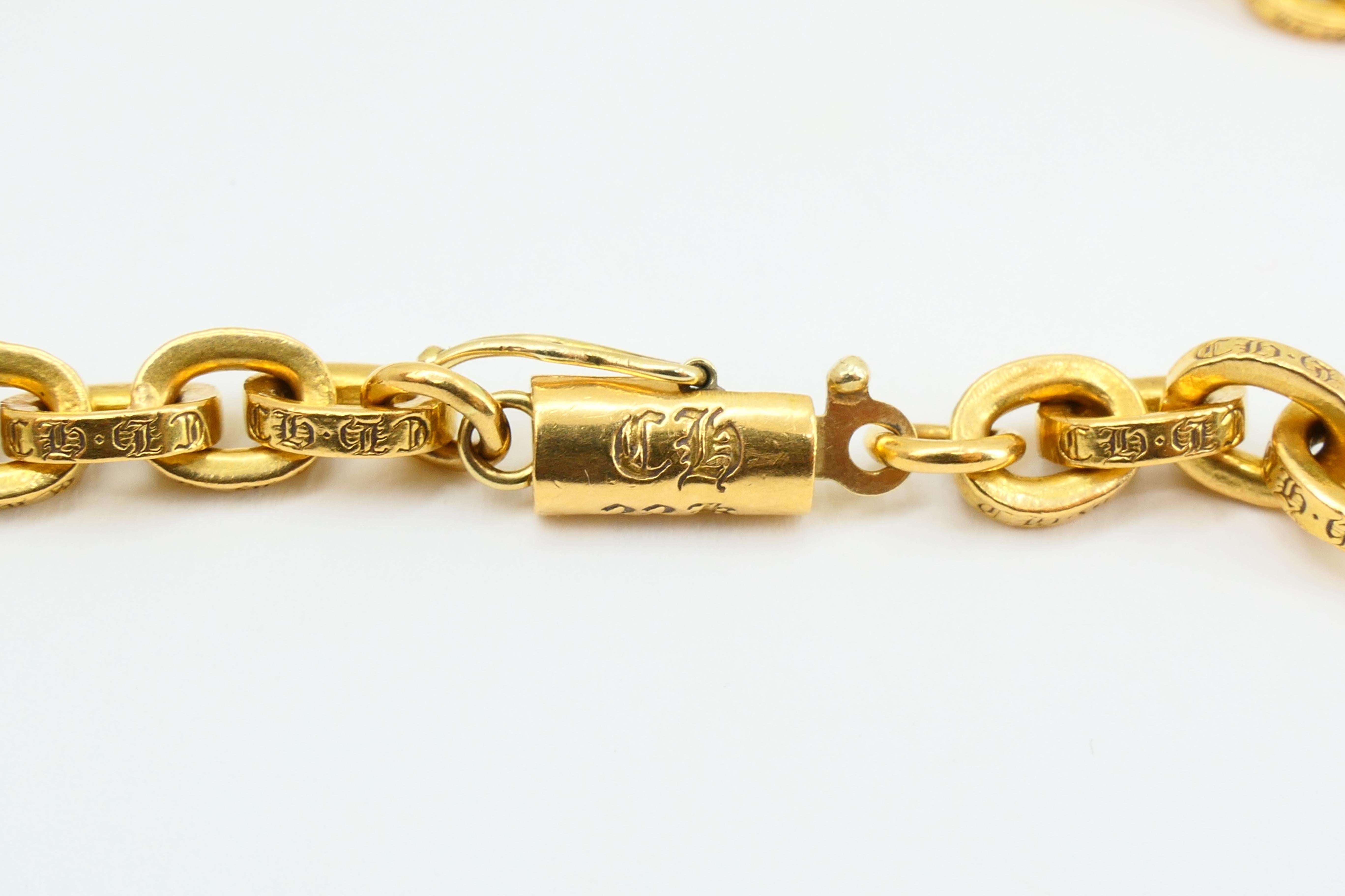 Vintage Chrome Hearts 22k Gold Paper Chain Necklace Original Pouch 7