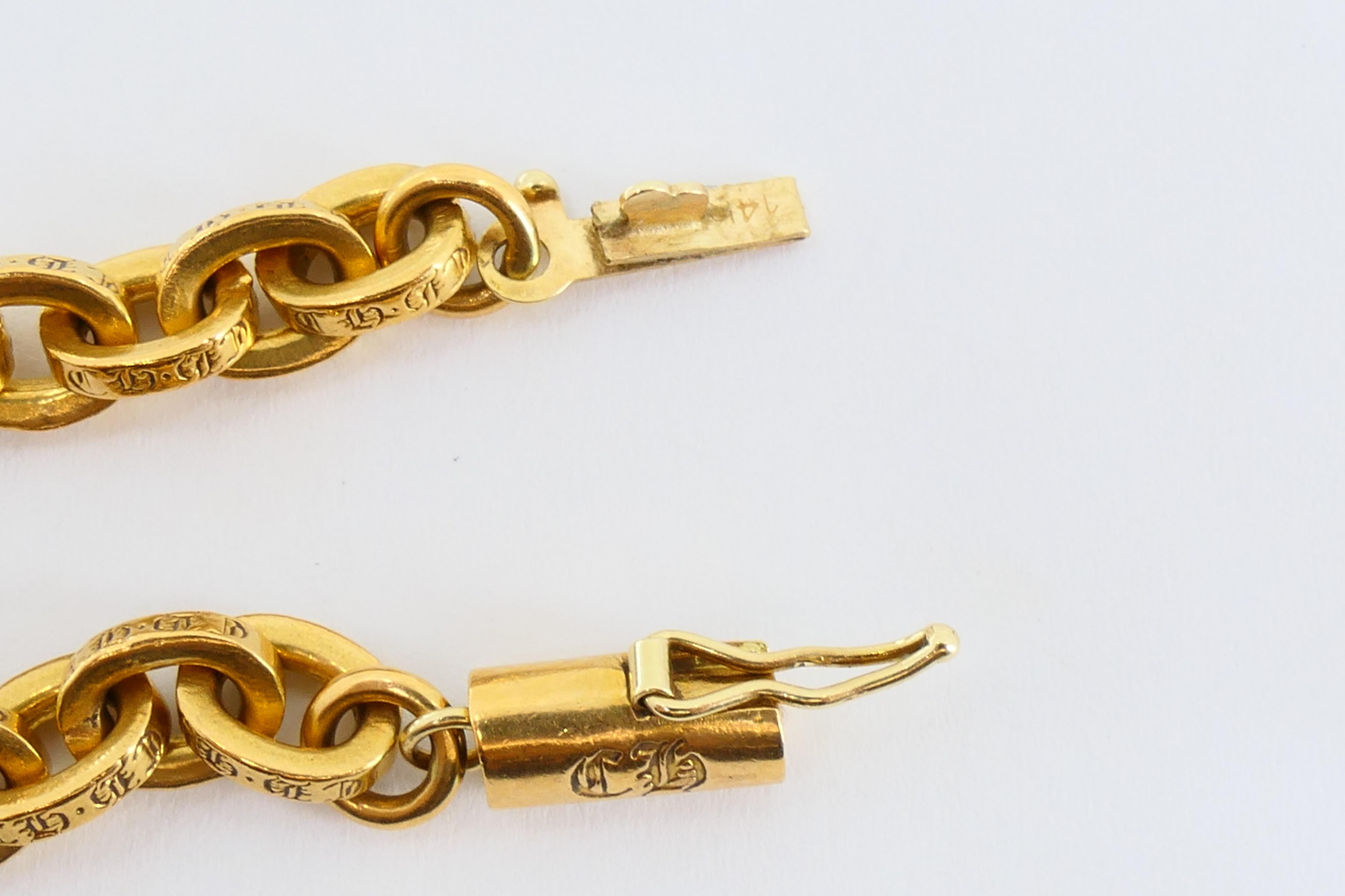 Vintage Chrome Hearts 22k Gold Paper Chain Necklace Original Pouch 5