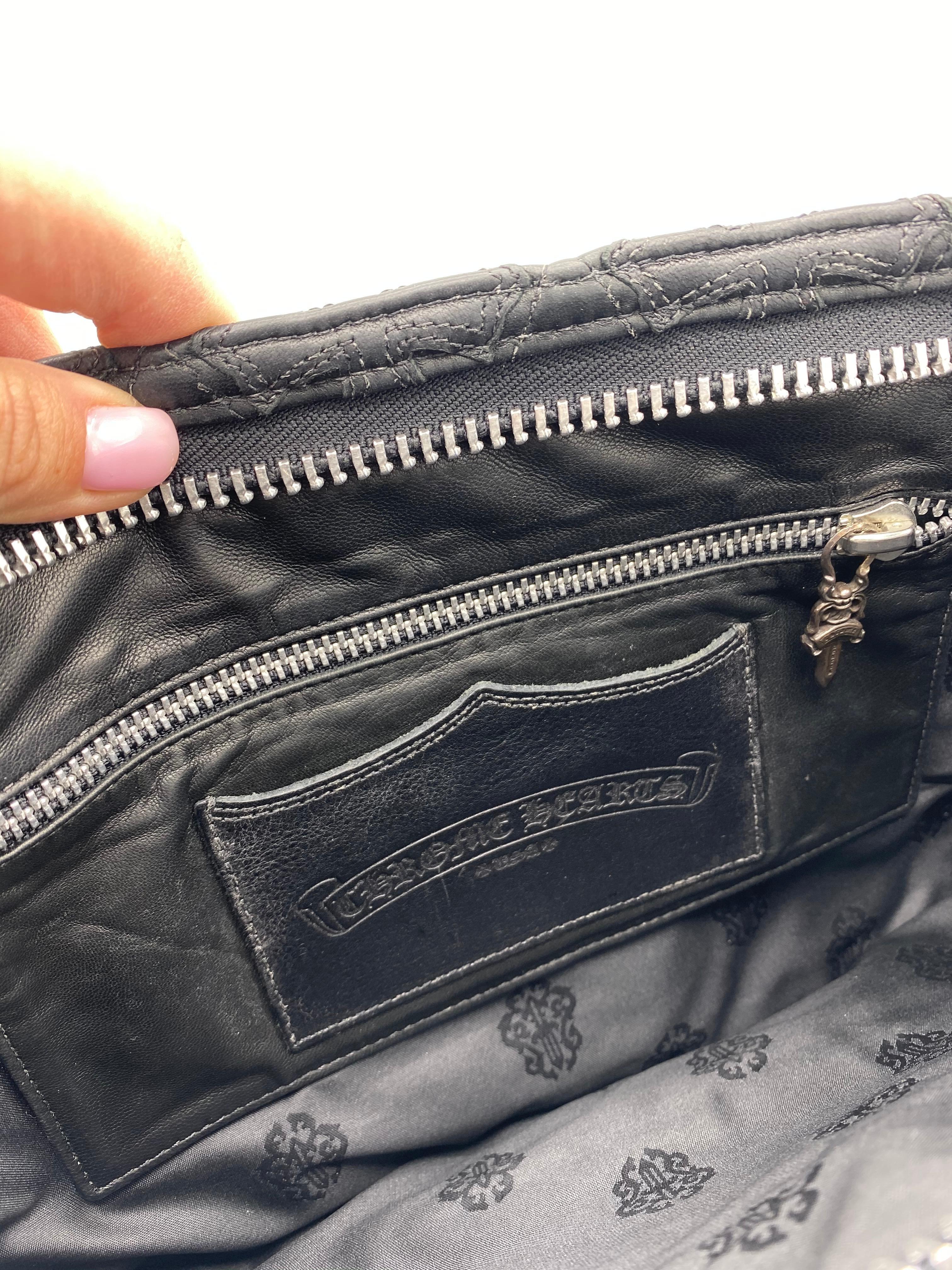 Vintage Chrome Hearts Black Leather and Sterling Silver Clutch Handbag ...
