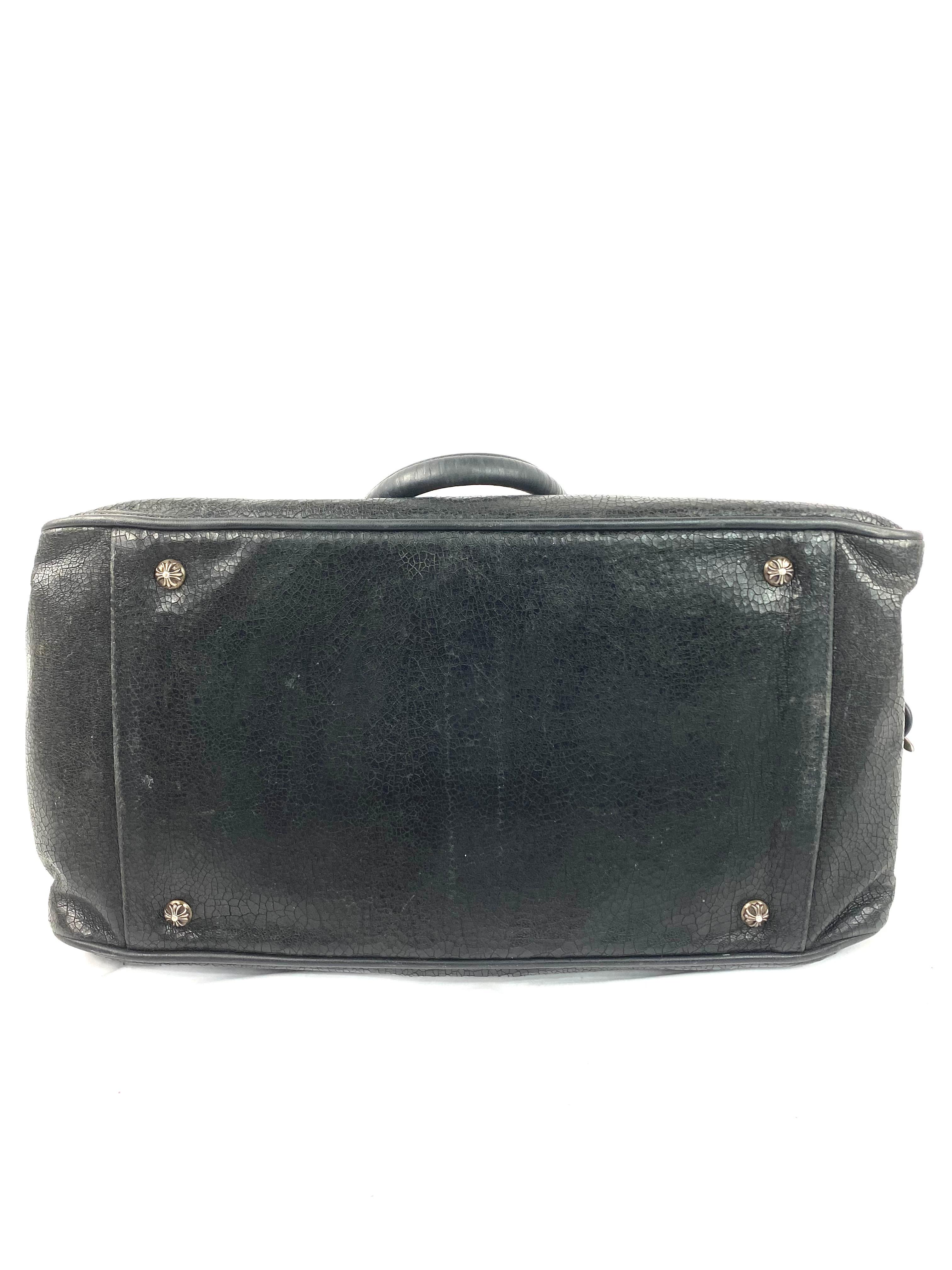 Vintage Chrome Hearts Black Leather Tote Shoulder Handbag 3