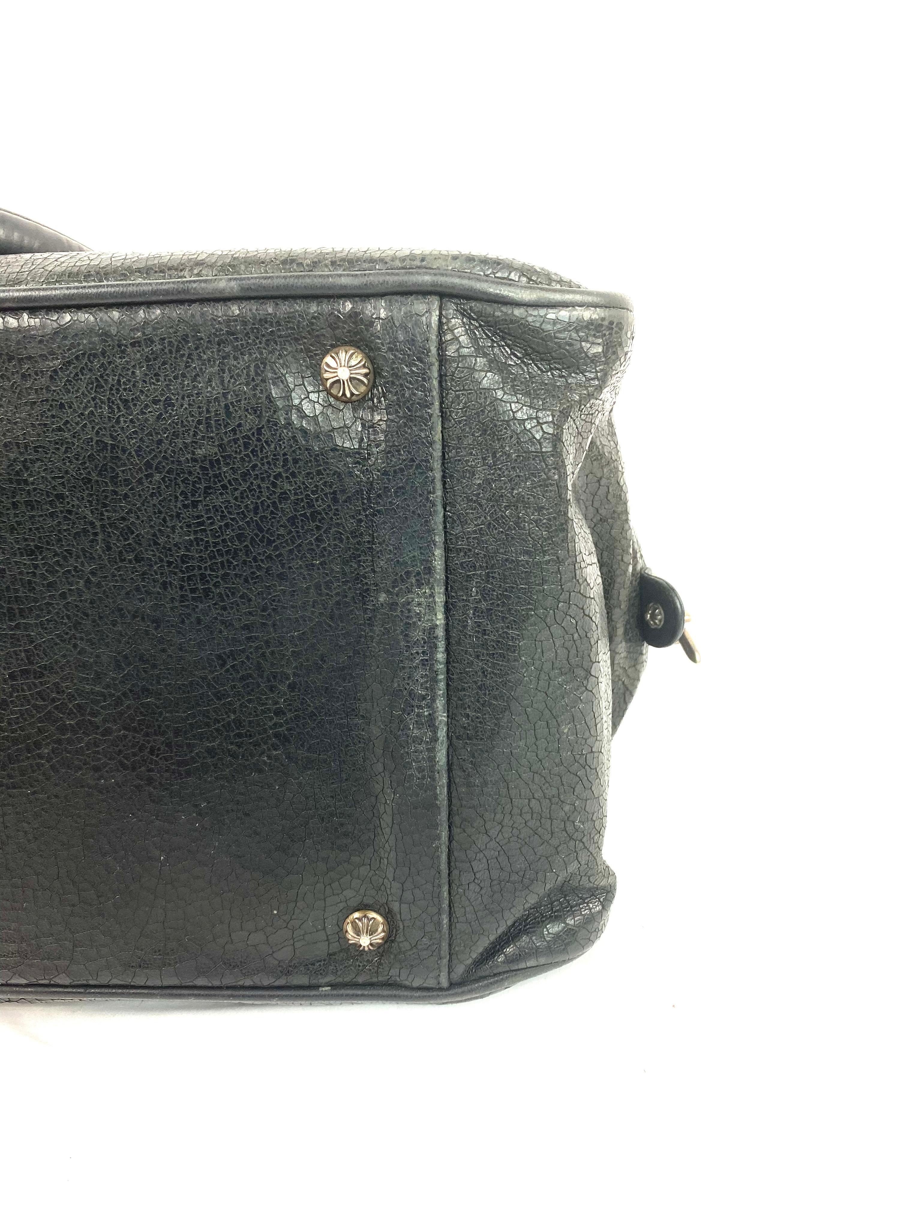 Vintage Chrome Hearts Black Leather Tote Shoulder Handbag 5