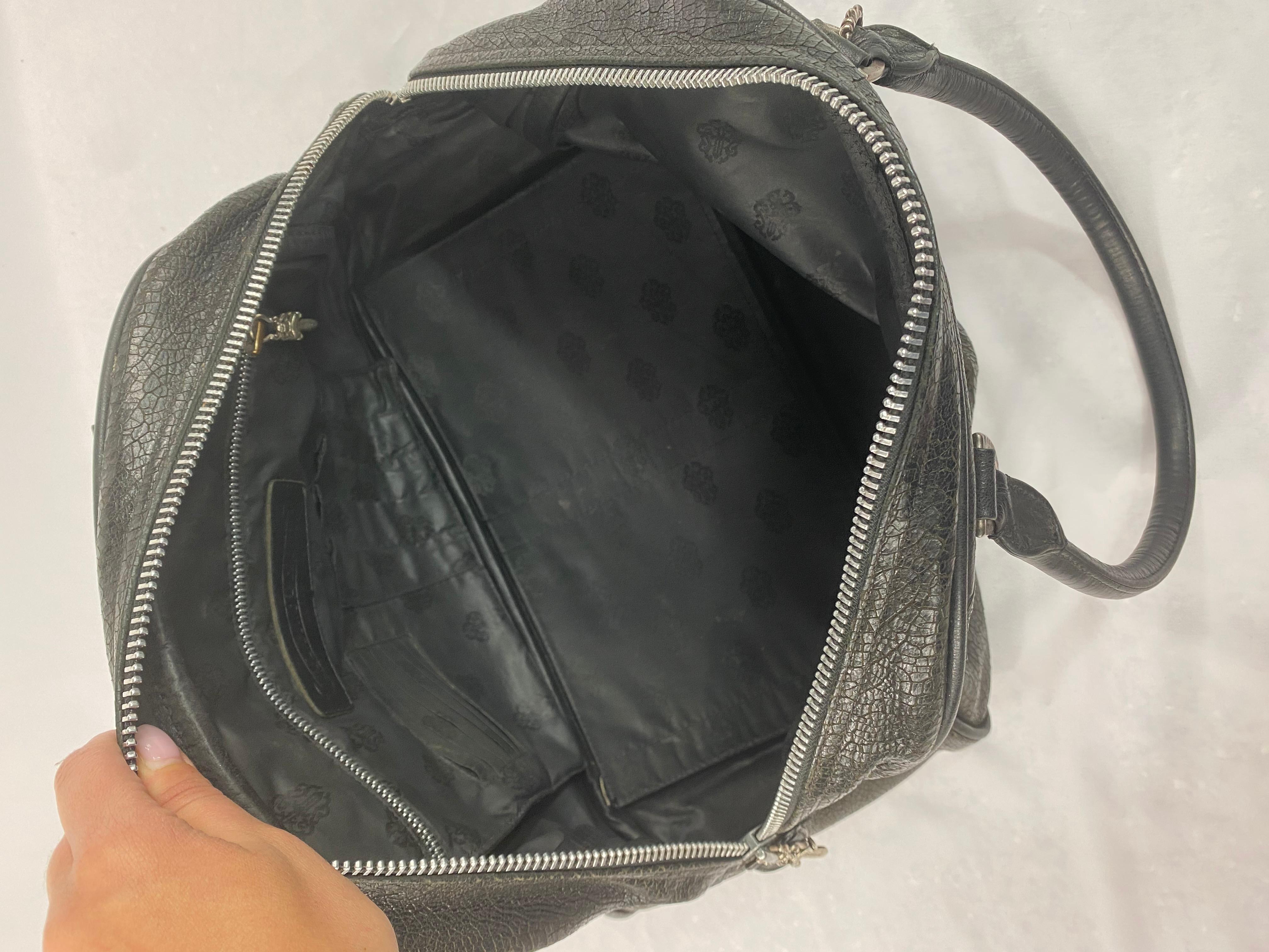 Vintage Chrome Hearts Black Leather Tote Shoulder Handbag 8
