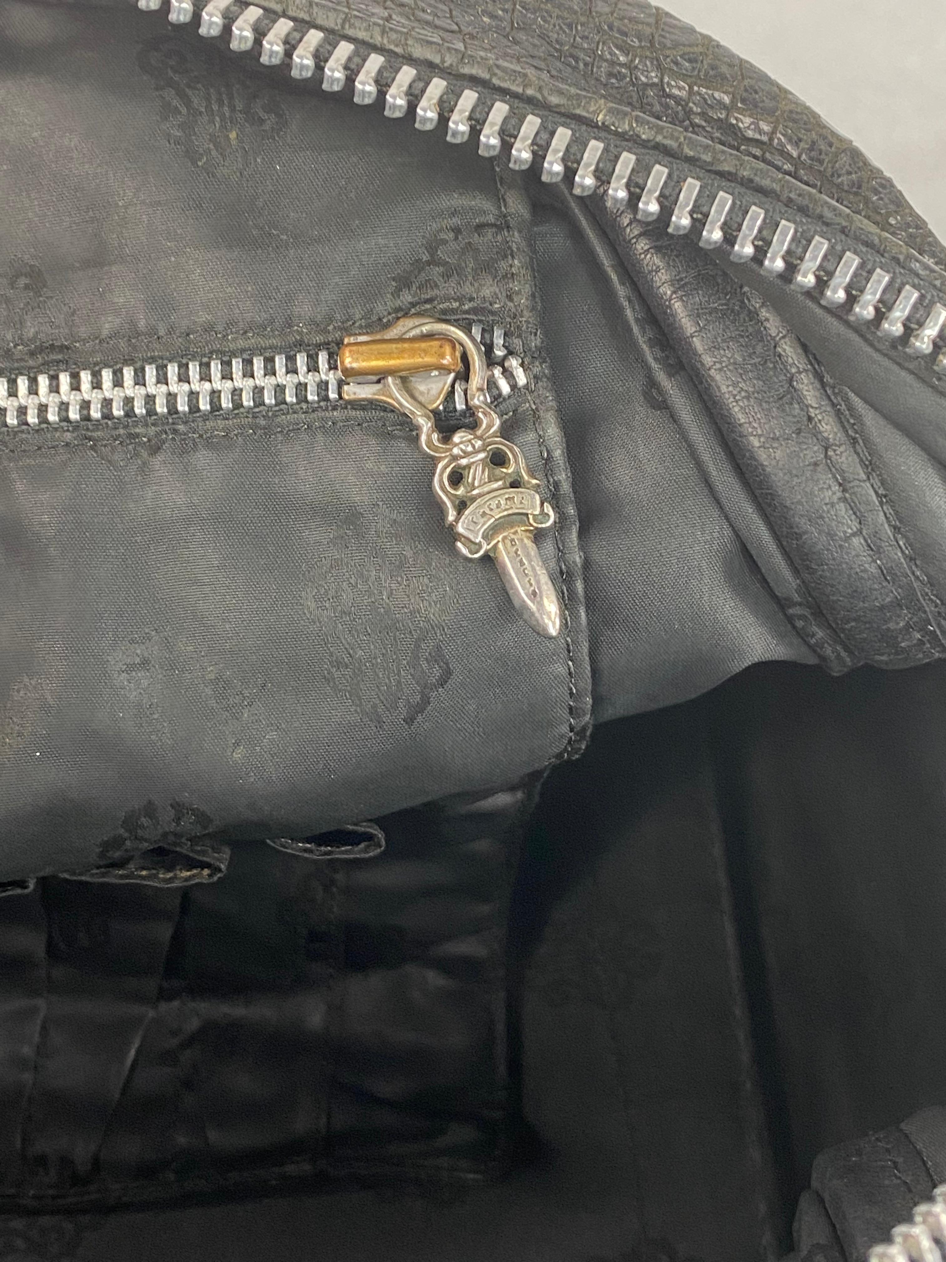 Vintage Chrome Hearts Bolso de hombro Tote de cuero negro 12