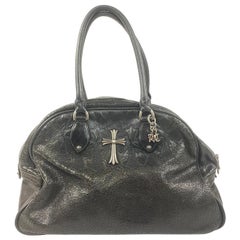 Vintage Chrome Hearts Black Tote Leather Shoulder Handbag