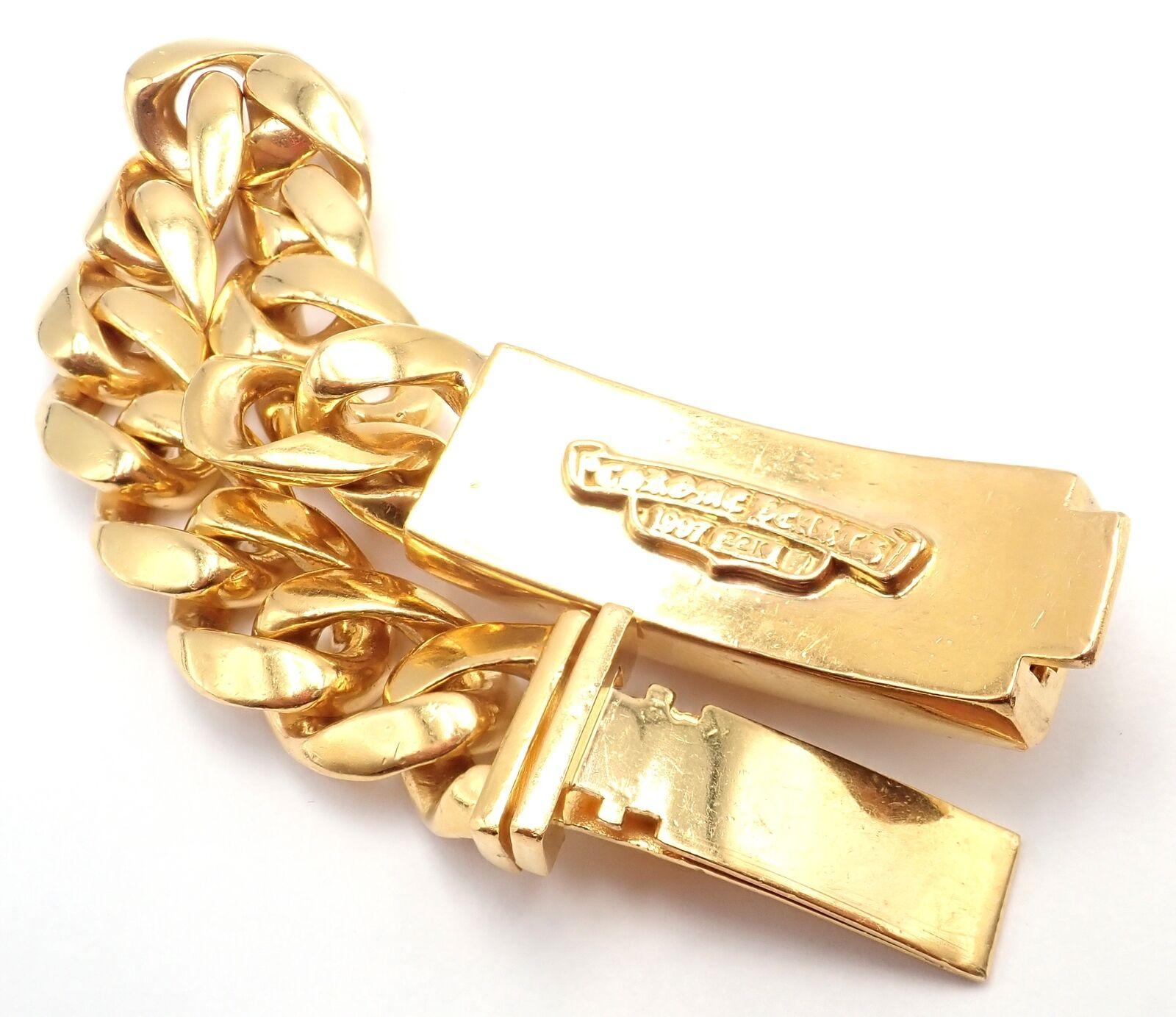 Vintage Chrome Hearts Diamond Yellow Gold Heavy Link ID Bracelet 5