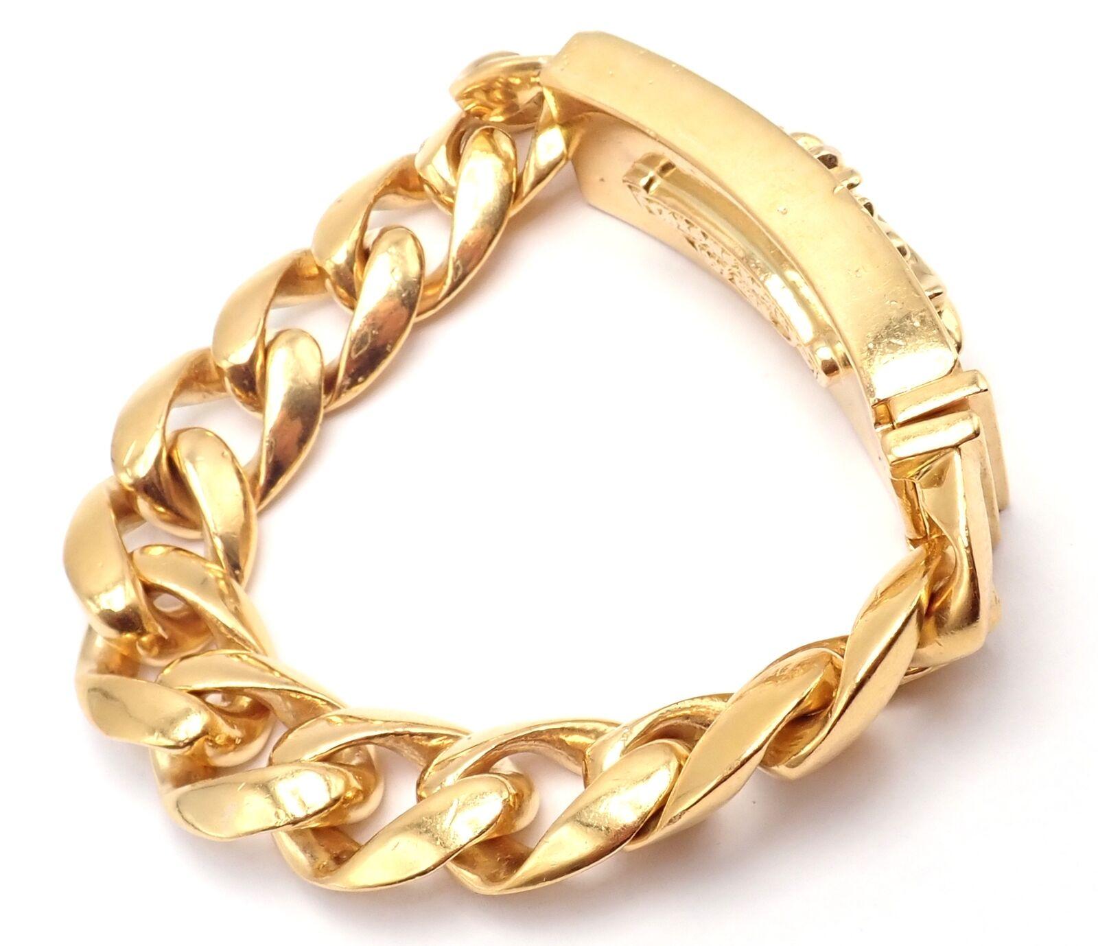 Vintage Chrome Hearts Diamond Yellow Gold Heavy Link ID Bracelet In Excellent Condition In Holland, PA