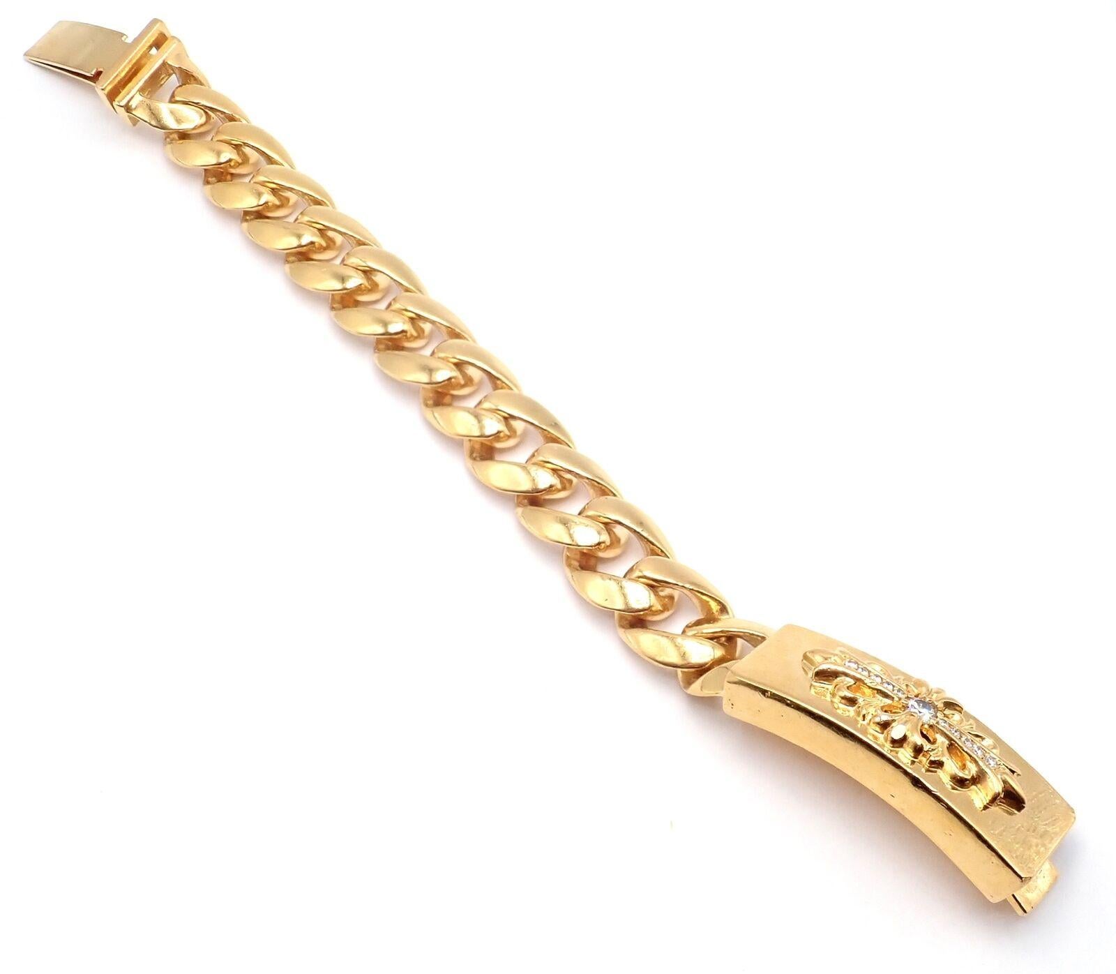 Vintage Chrome Hearts Diamond Yellow Gold Heavy Link ID Bracelet 3
