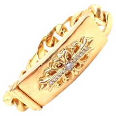 Vintage Chrome Hearts Diamond Yellow Gold Heavy Link ID Bracelet