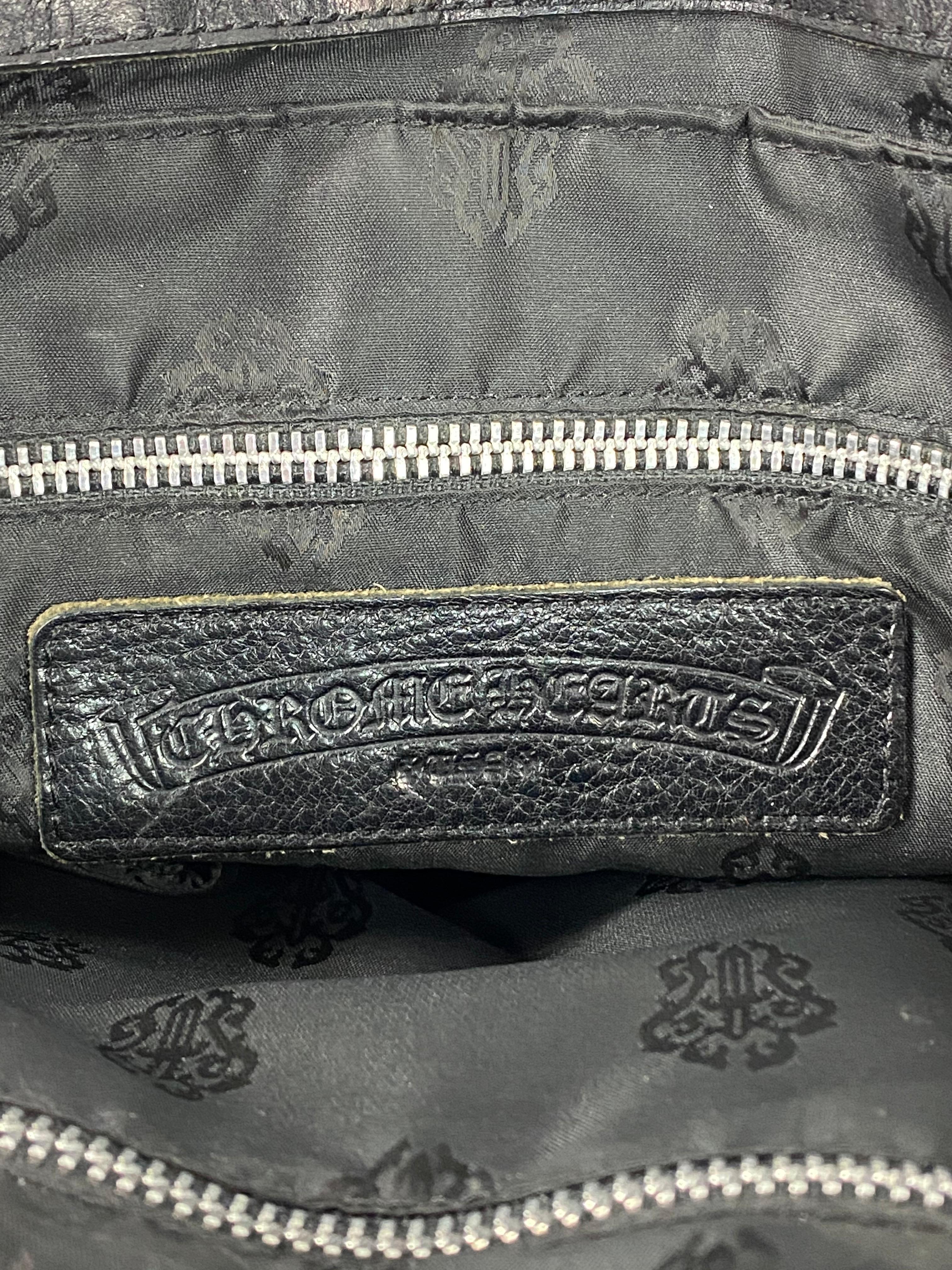 Vintage Chrome Hearts Grey Leather Sterling Silver Tote Handbag 8
