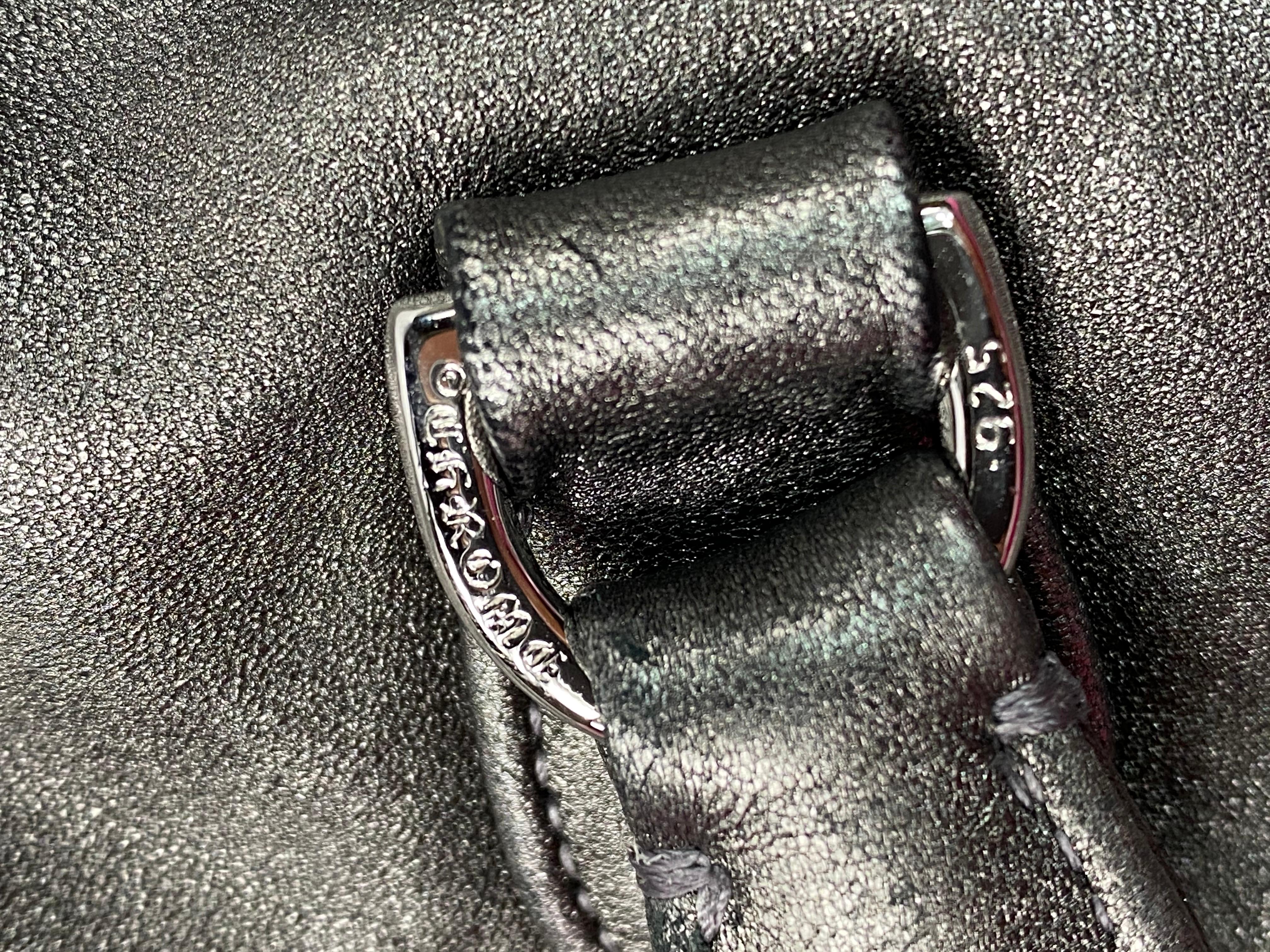 Vintage Chrome Hearts Grey Leather Sterling Silver Tote Handbag 9
