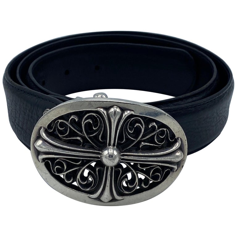 Vintage Chrome Hearts Leather and Silver Belt, Size 36 at 1stDibs