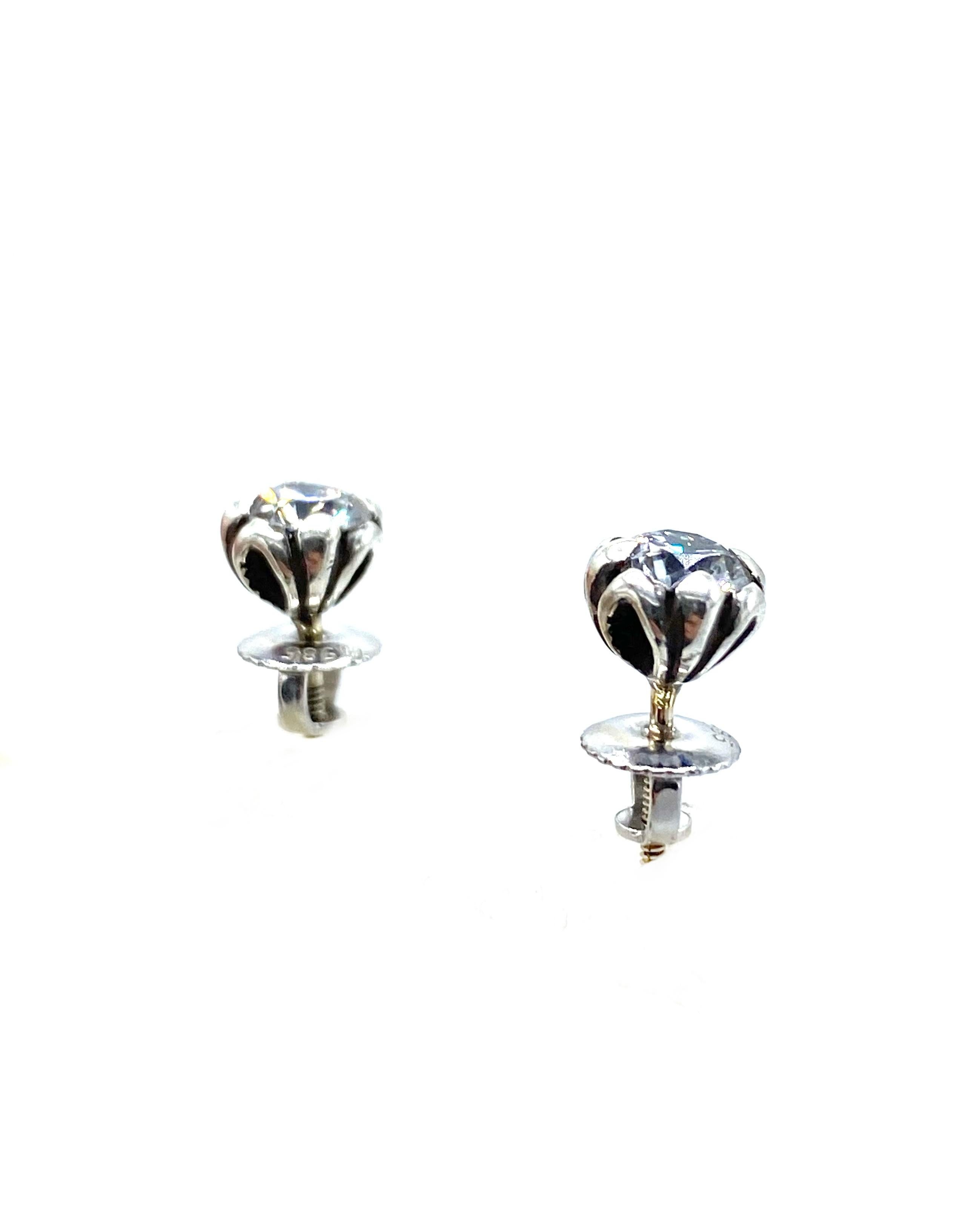 Vintage Chrome Hearts White Gold And Diamond Stud Earrings In Excellent Condition In Beverly Hills, CA