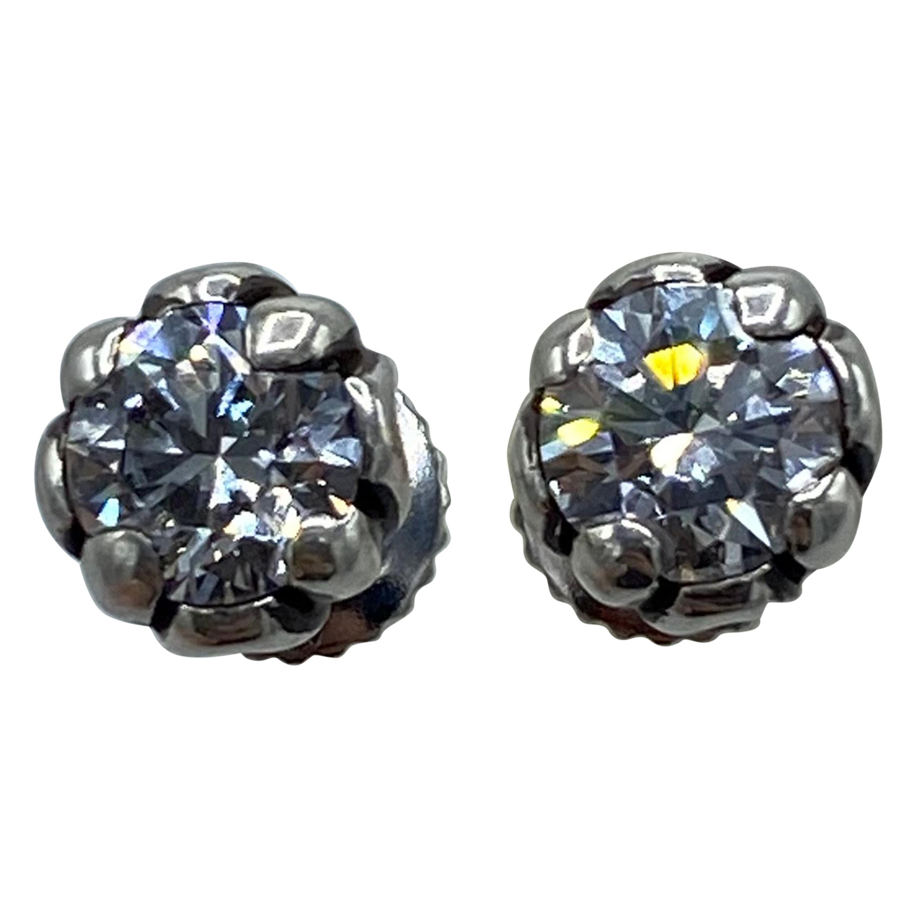 Vintage Chrome Hearts White Gold And Diamond Stud Earrings