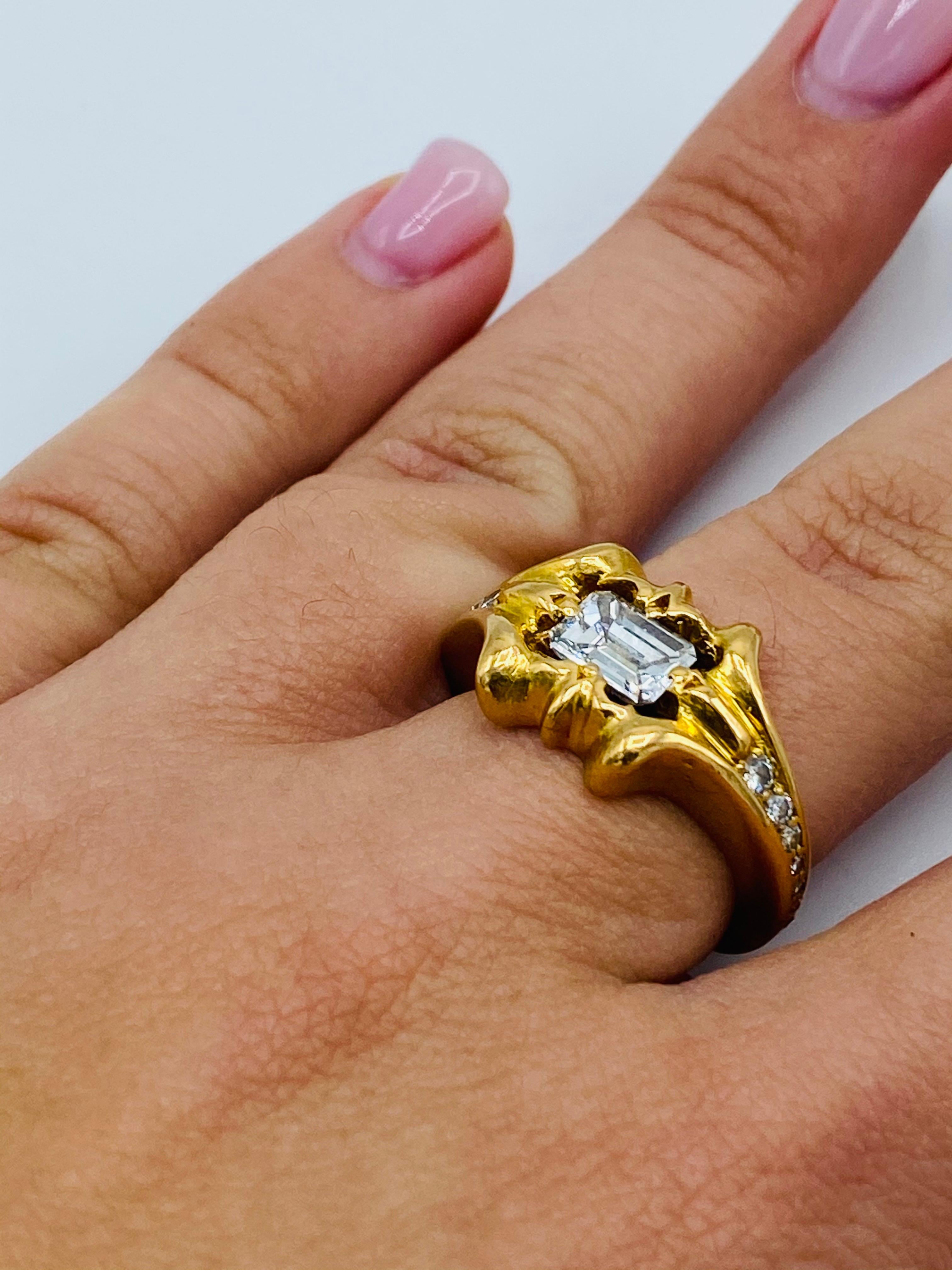 Vintage Chrome Hearts Yellow Gold and Diamond Ring In Excellent Condition In Beverly Hills, CA