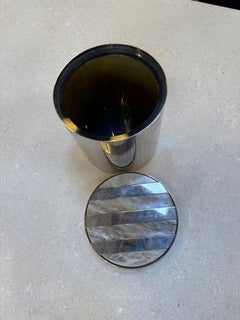 Vintage Chrome Ice Bucket with Mother-of-Pearl Inset Lid, 1970s