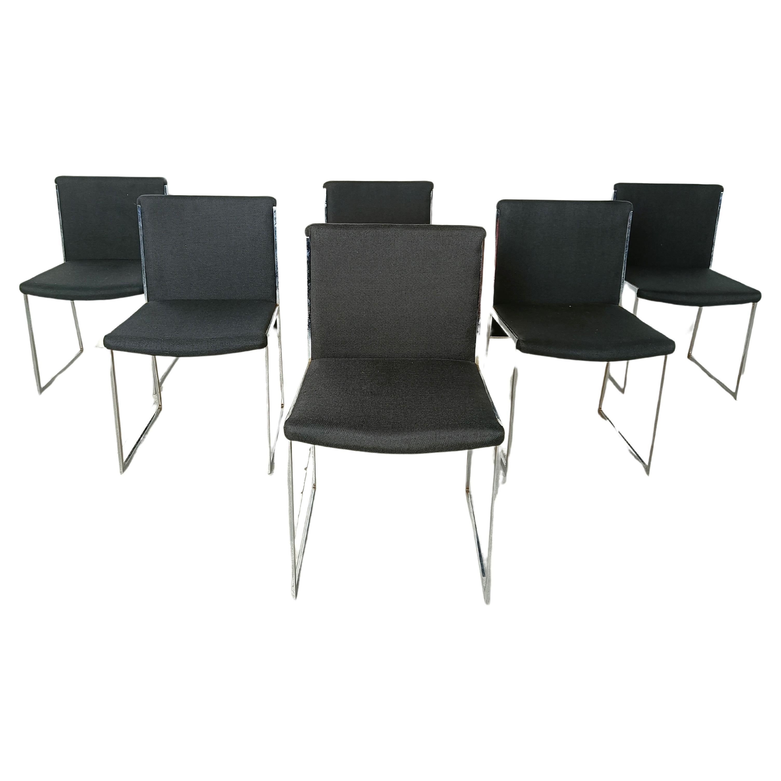 Vintage chrome italian dining chairs, 1970s For Sale