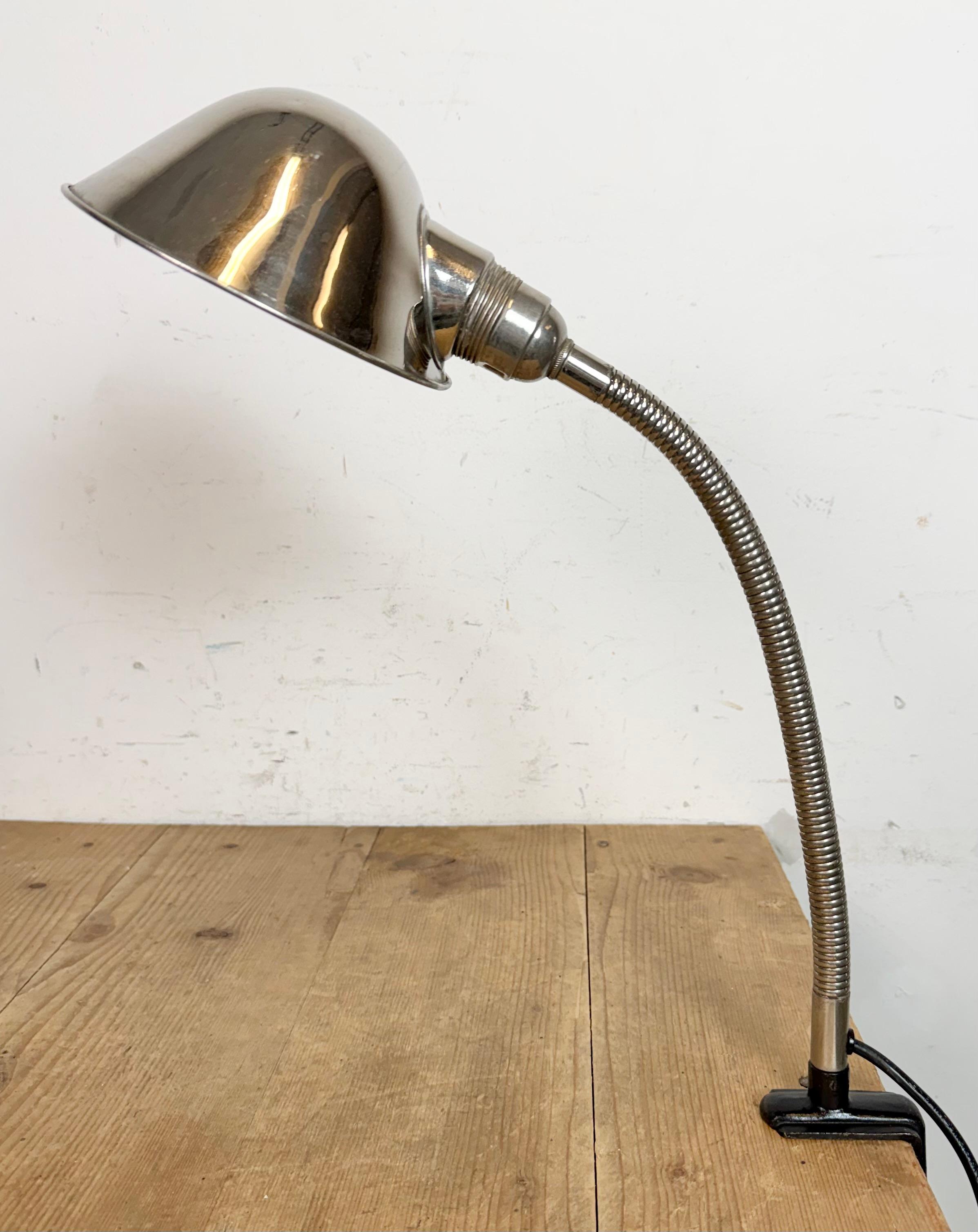 Industriel Vintage Chrome Italian Gooseneck Table Lamp, 1950s en vente