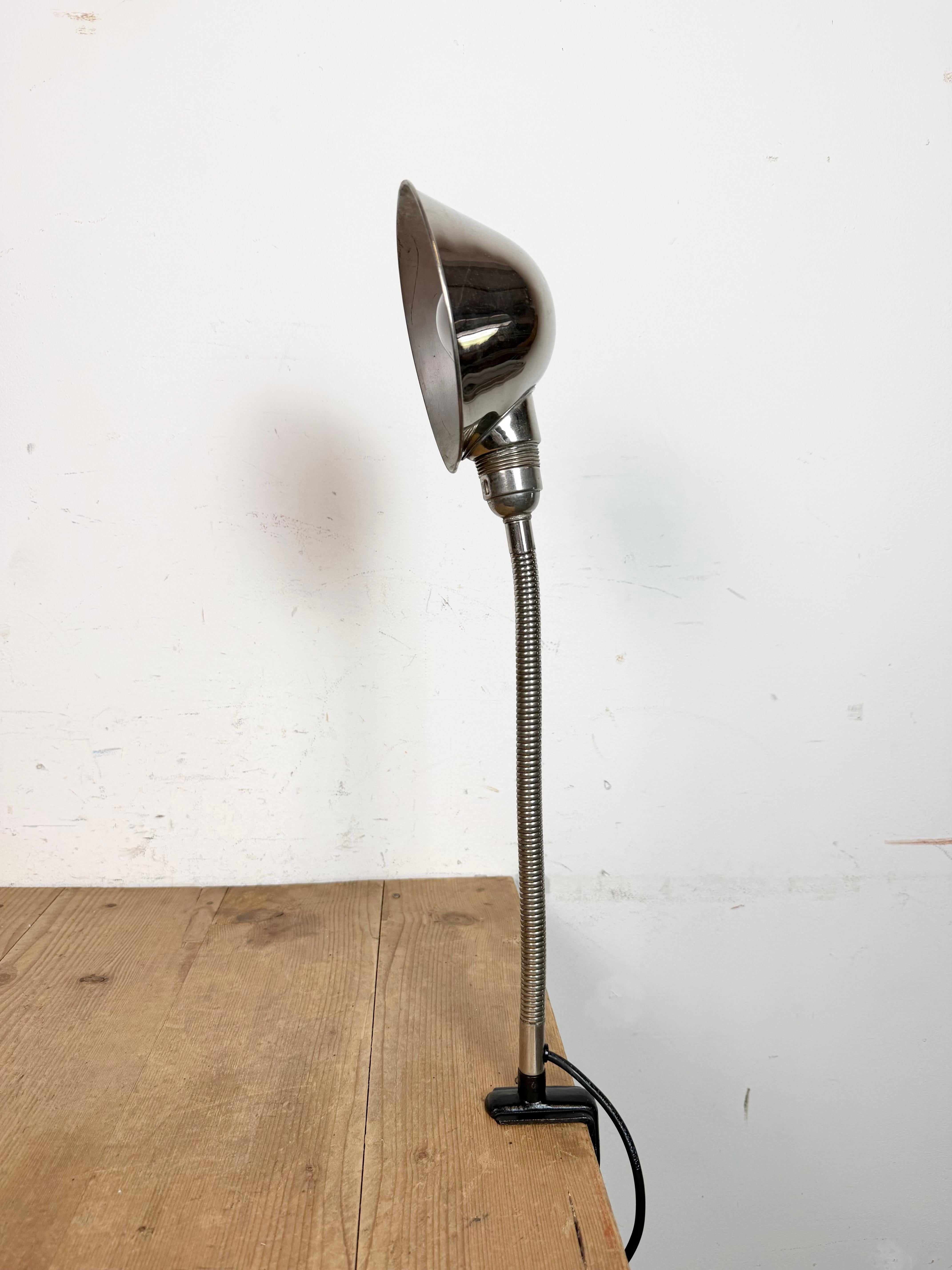Tchèque Vintage Chrome Italian Gooseneck Table Lamp, 1950s en vente
