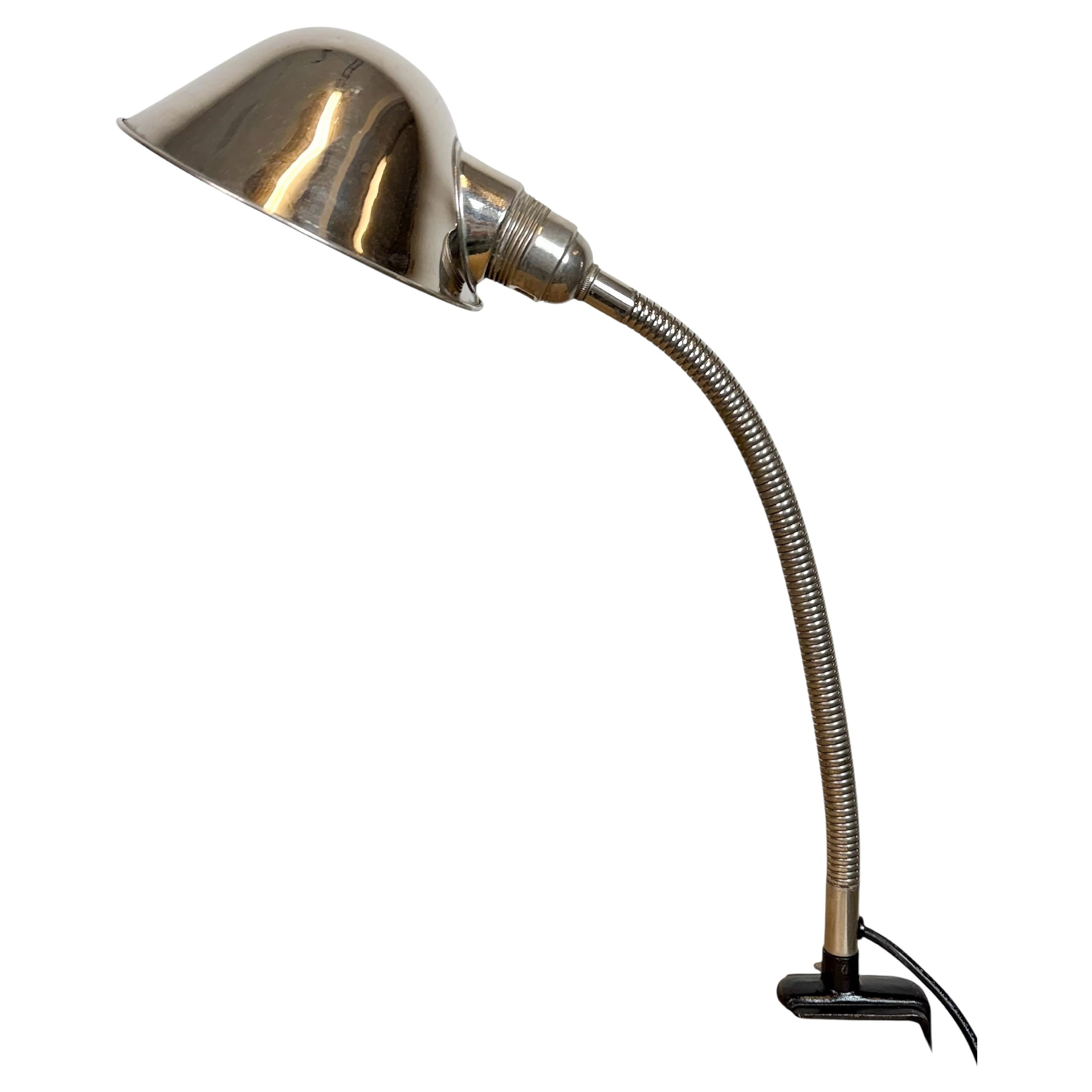 Vintage Chrome Italian Gooseneck Table Lamp, 1950s en vente