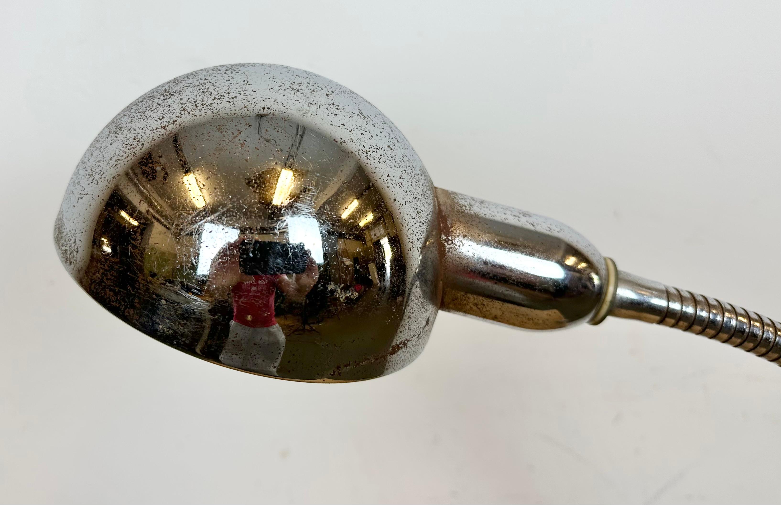 Industrial Vintage Chrome Italian Gooseneck Table Lamp, 1960s For Sale