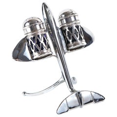 Vintage Chrome Jet Flugzeug Cruet Set  1950s