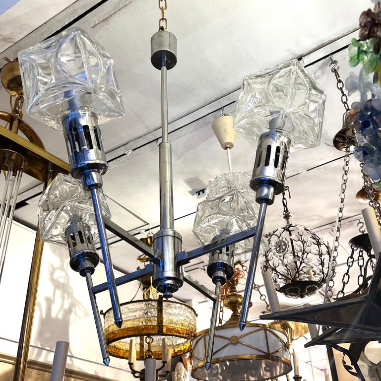 Vintage Chrome Light Fixture For Sale at 1stDibs