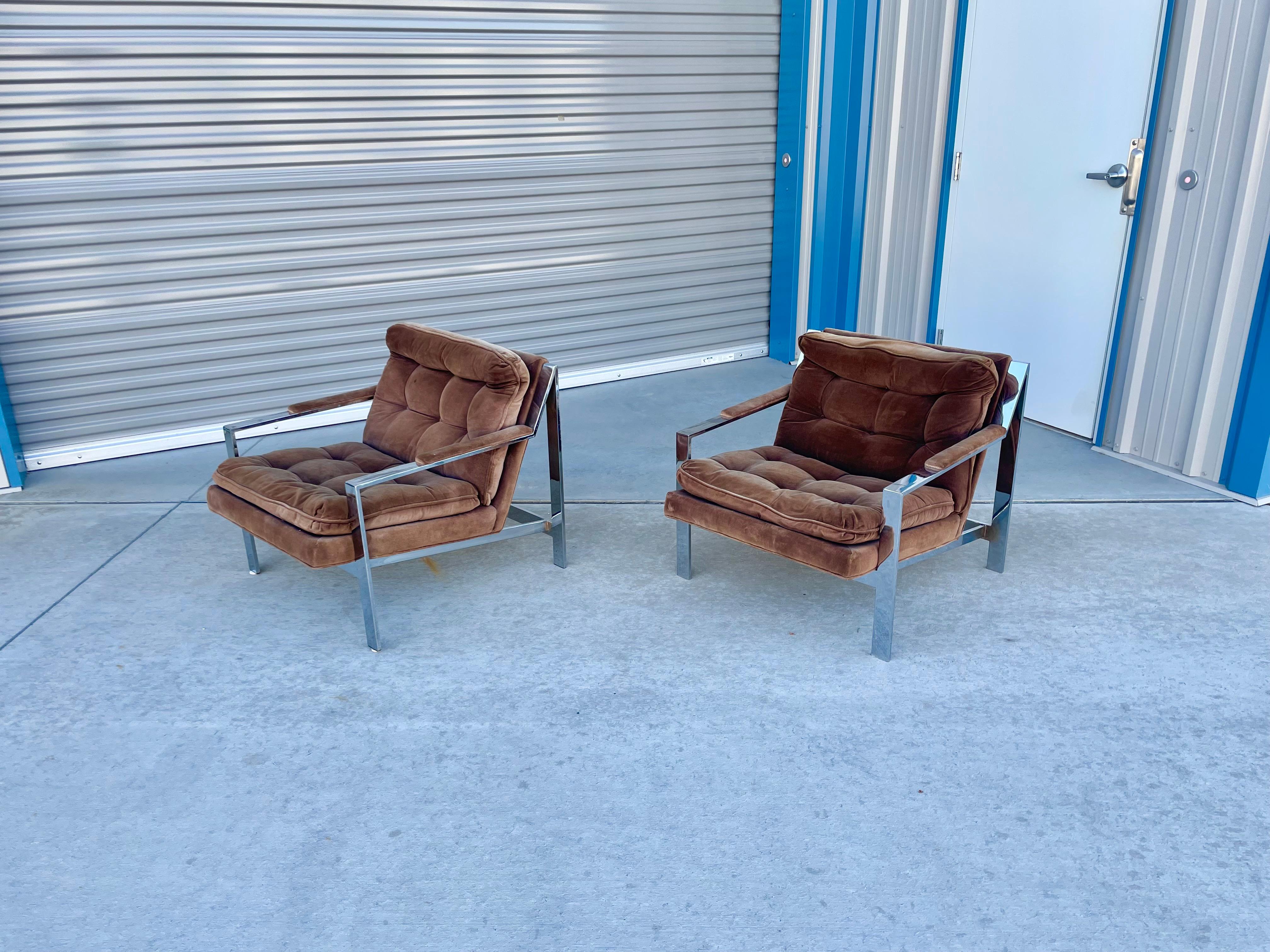 American Vintage Chrome Lounge Chairs by Cy Mann