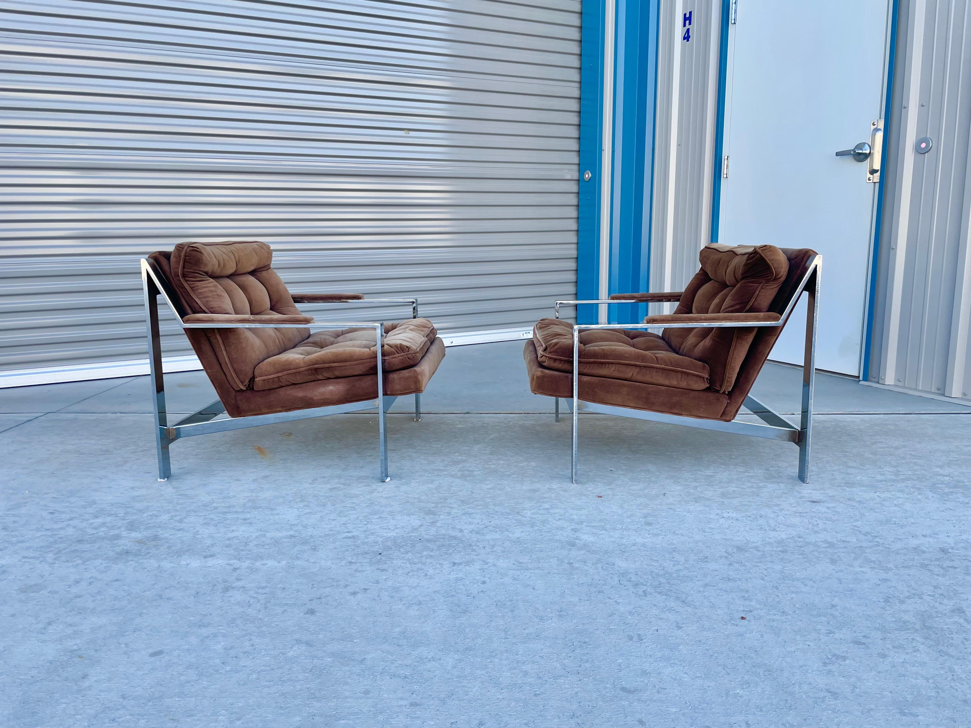 Vintage Chrome Lounge Chairs by Cy Mann In Good Condition In North Hollywood, CA