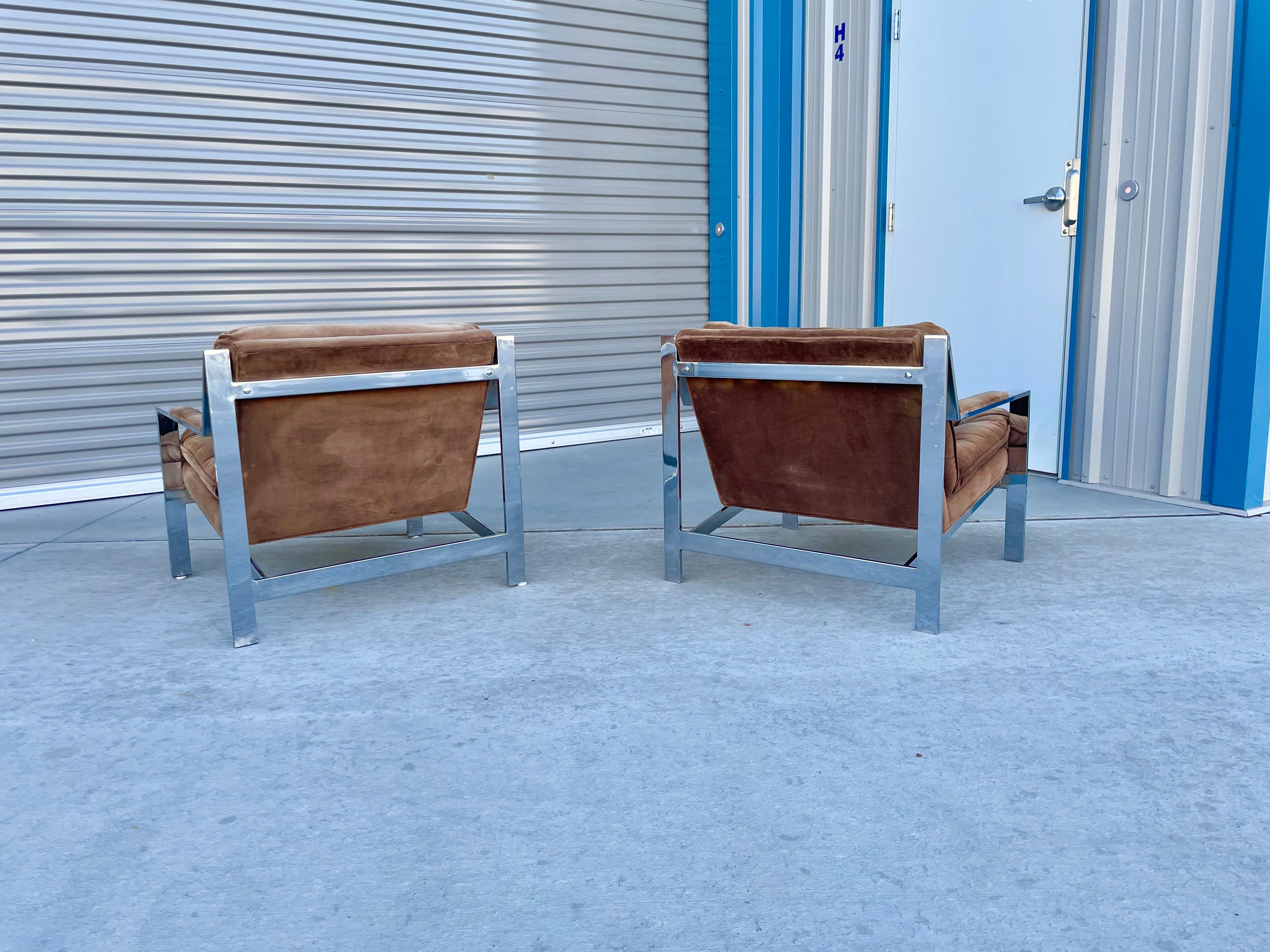 Late 20th Century Vintage Chrome Lounge Chairs by Cy Mann