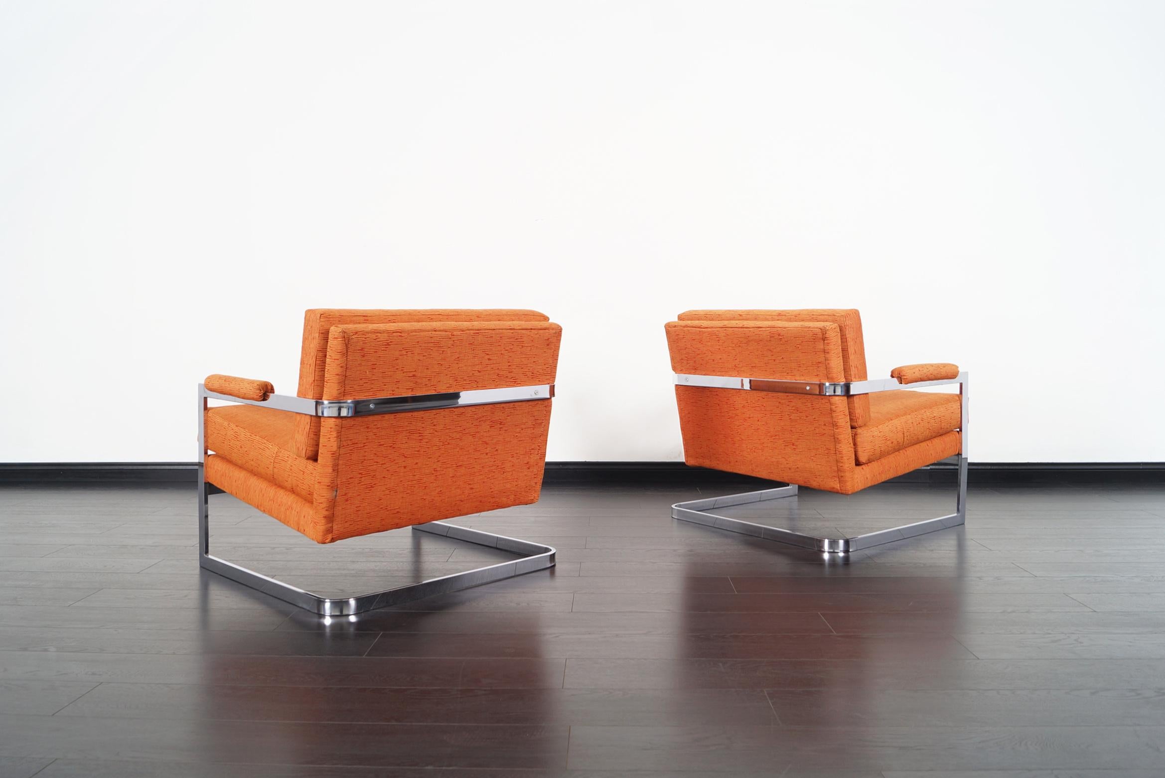 Mid-Century Modern Vintage Chrome Lounge Chairs