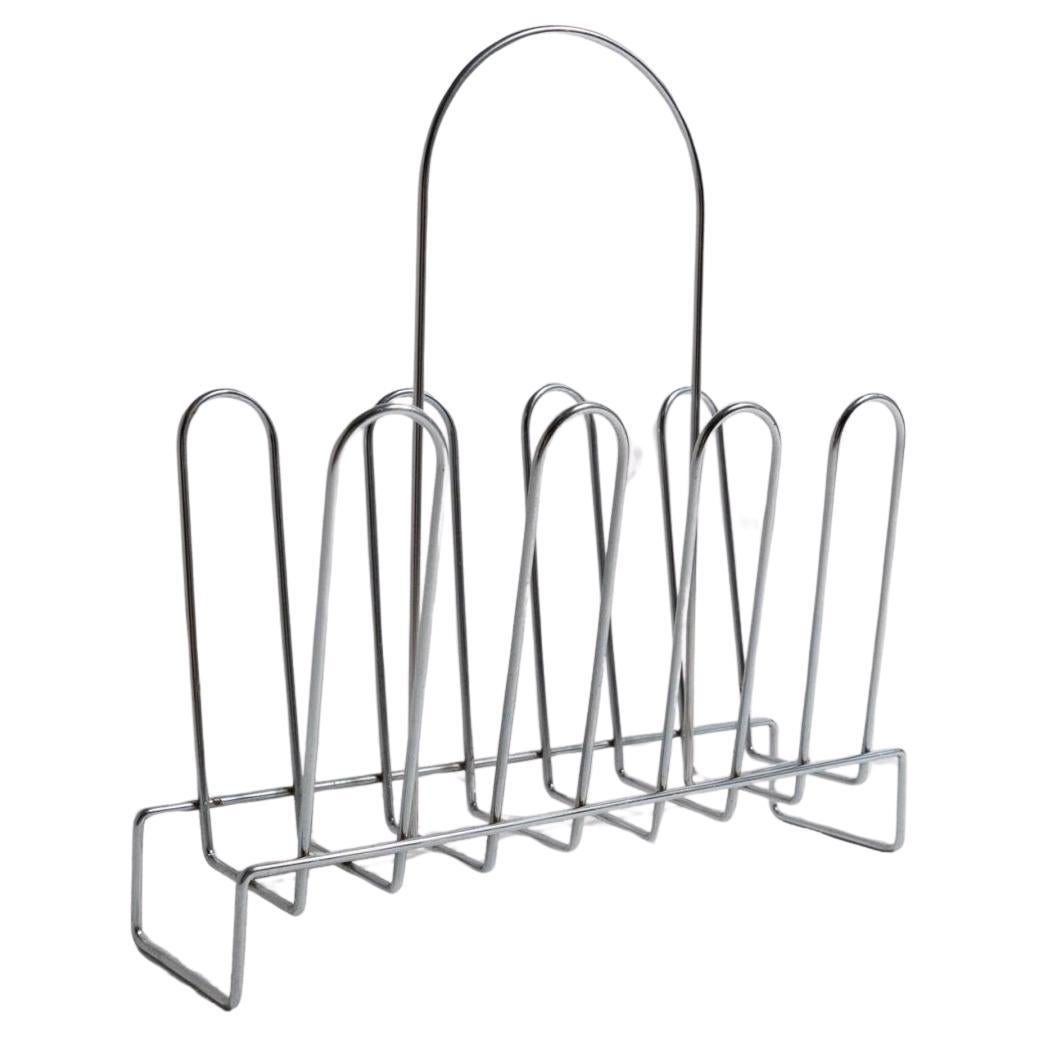 Portariviste cromato vintage in metallo, anni 
70