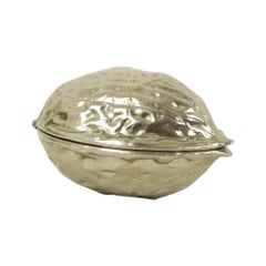 Vintage Chrome Metal Nutcracker Walnut 1970s