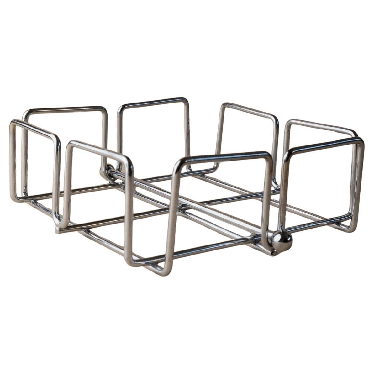 Vintage Chrome Napkin Holder - Sleek Timeless Design - Space Age Italy, 1980s For Sale