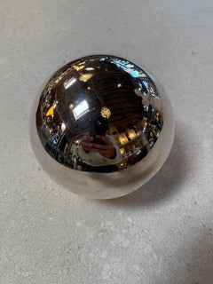 Vintage Chrome Orb Candle Holder with Snuffer Lid
