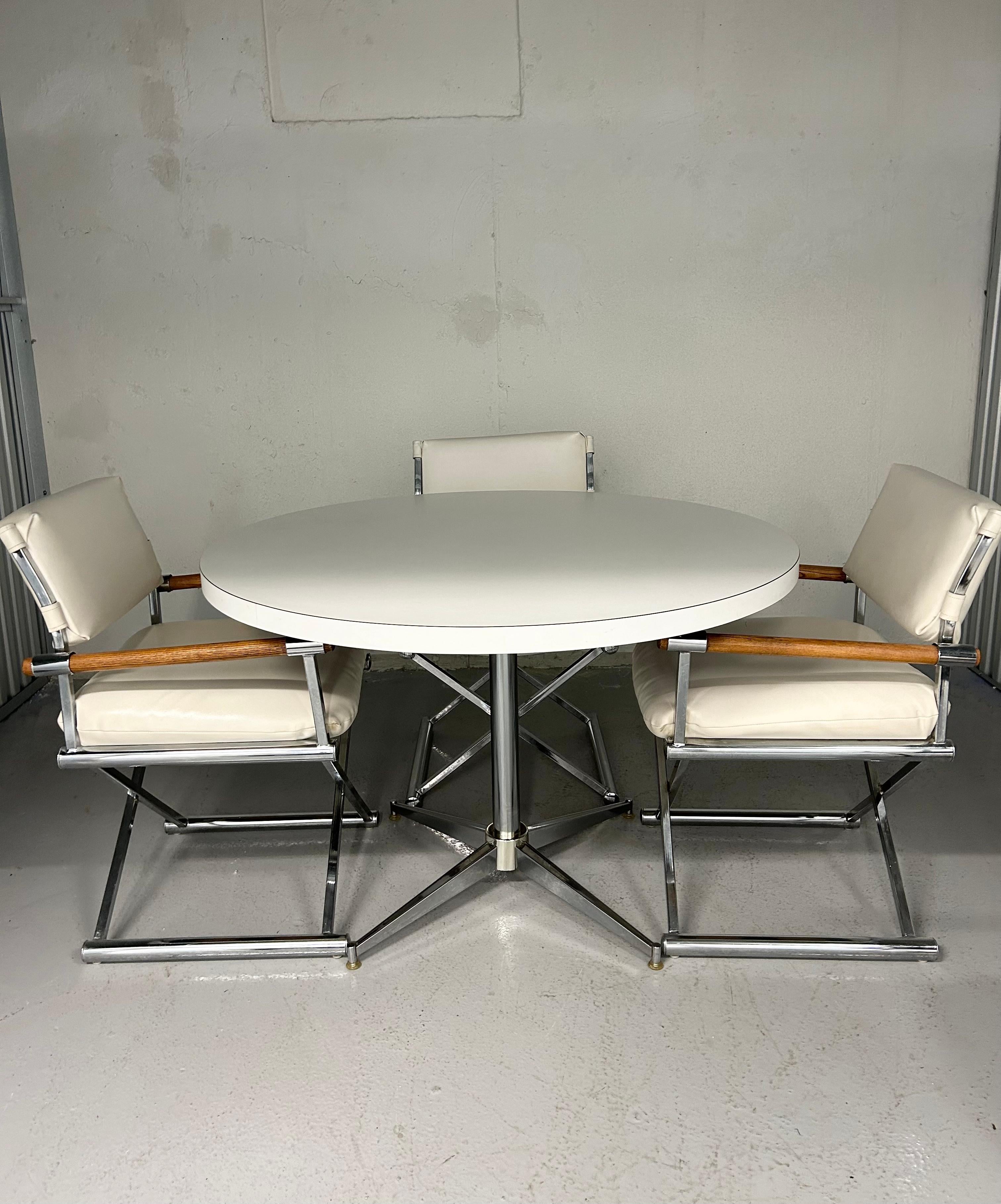 North American Vintage Chrome Pedestal Dining Table