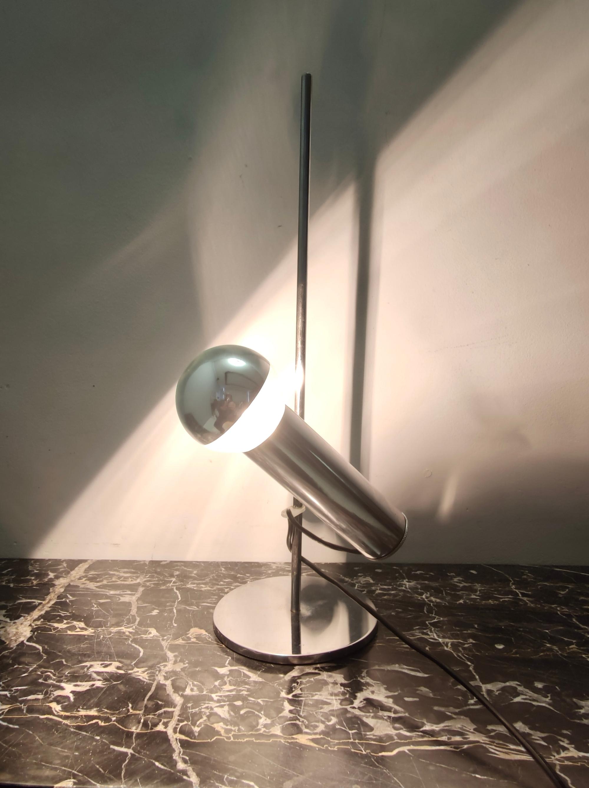 Vintage Chrome-Plated Brass Desk Lamp attr. to Giuseppe Ostuni for O-Luce, Italy For Sale 4