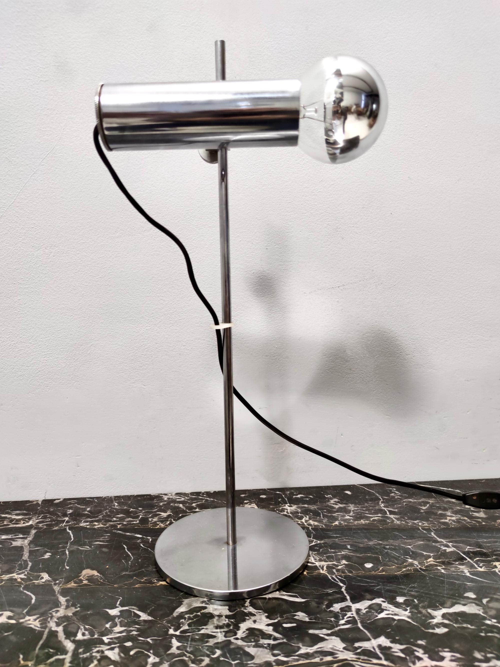 Vintage Chrome-Plated Brass Desk Lamp attr. to Giuseppe Ostuni for O-Luce, Italy For Sale 1