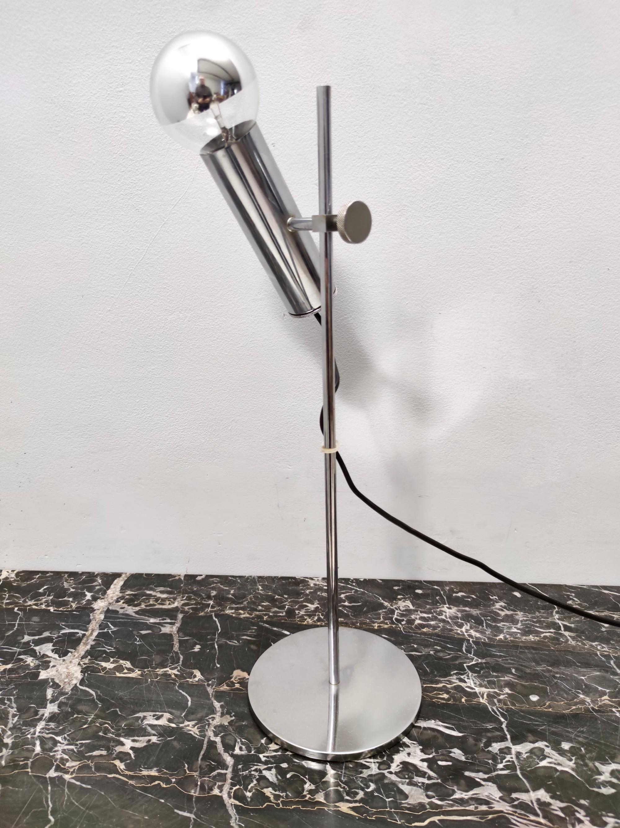 Vintage Chrome-Plated Brass Desk Lamp attr. to Giuseppe Ostuni for O-Luce, Italy For Sale 2