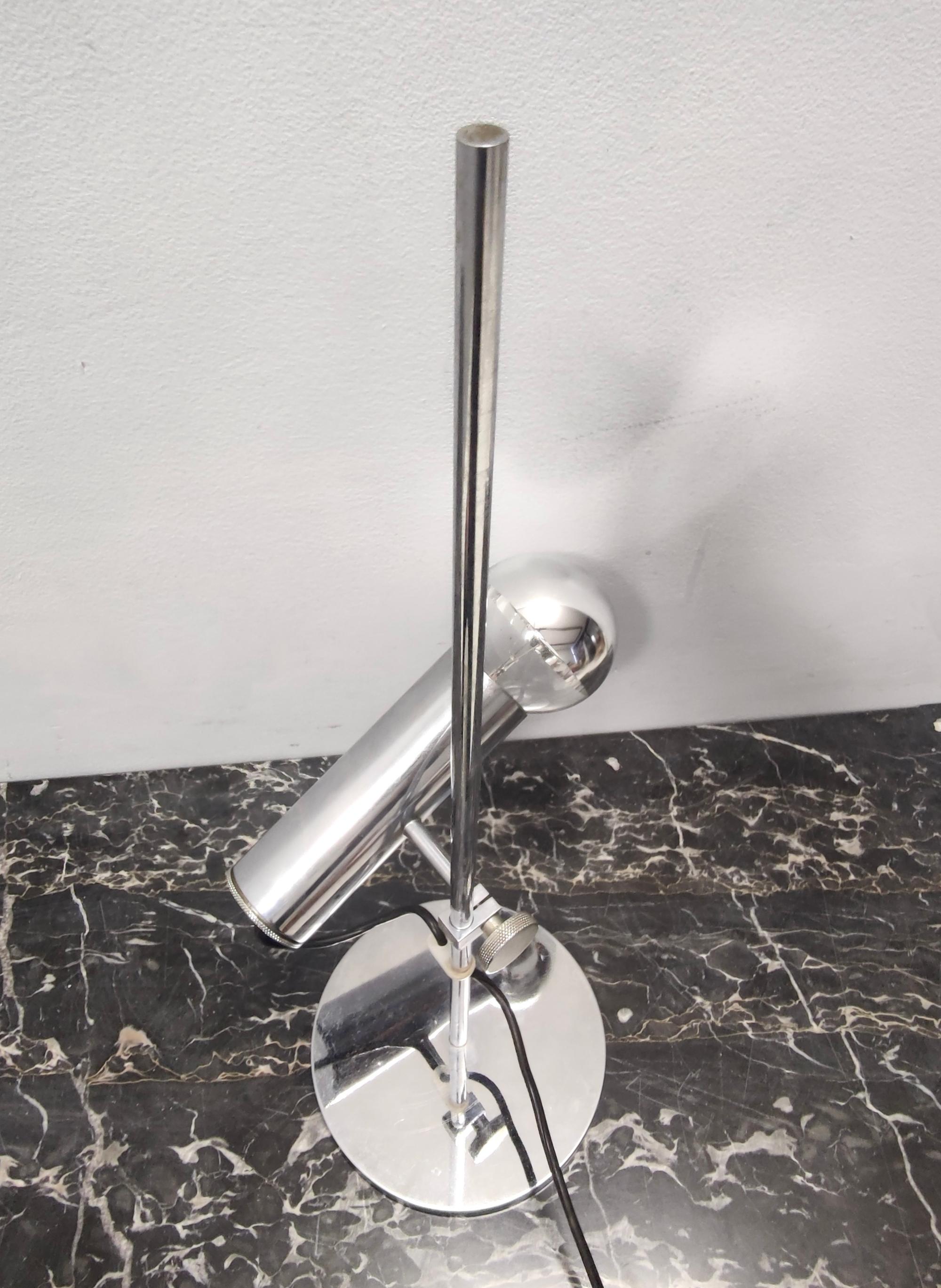 Vintage Chrome-Plated Brass Desk Lamp attr. to Giuseppe Ostuni for O-Luce, Italy For Sale 3