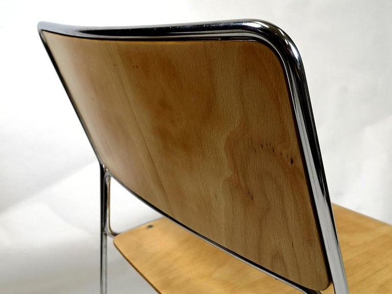 Vintage ChromePlated Plywood Chairs, Stackable, 1970s at 1stDibs
